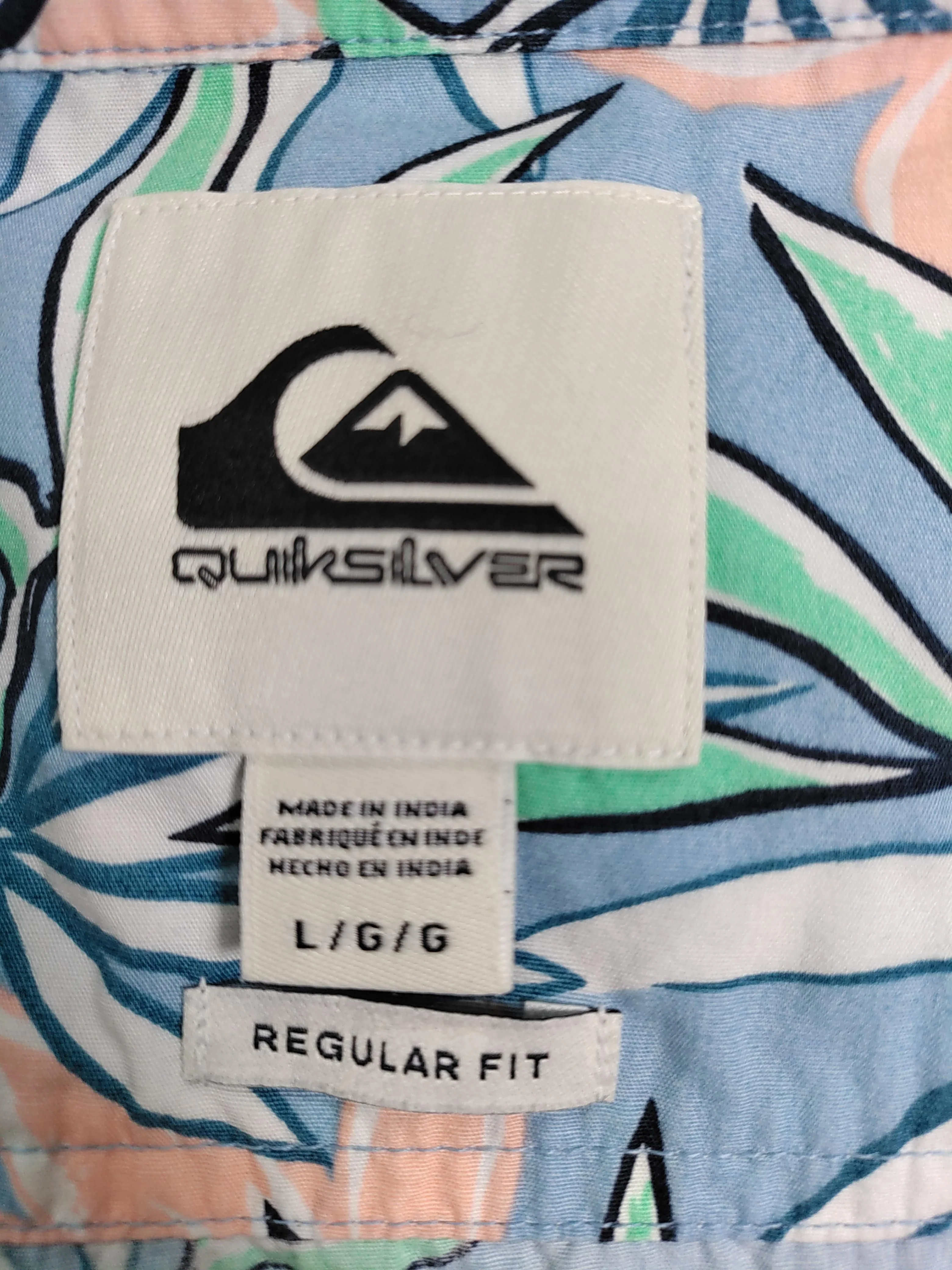 Quiksilver Men's Shirt L Blue Floral 100% Cotton Basic - Image 5