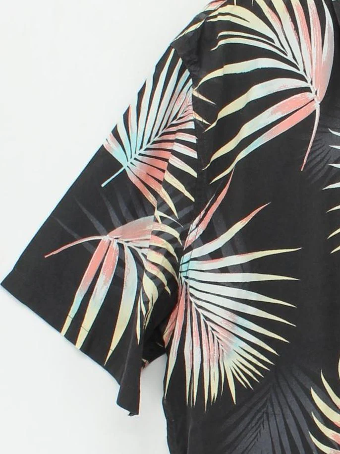 Quiksilver Men's Shirt XXL Black Floral Cotton with Viscose Basic - Image 4