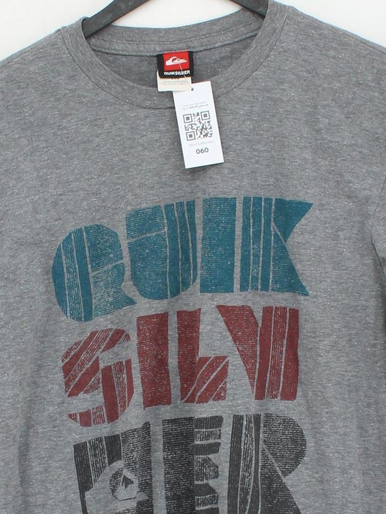 Quiksilver Men's T-Shirt XL Grey Graphic 100% Cotton Basic - Image 3