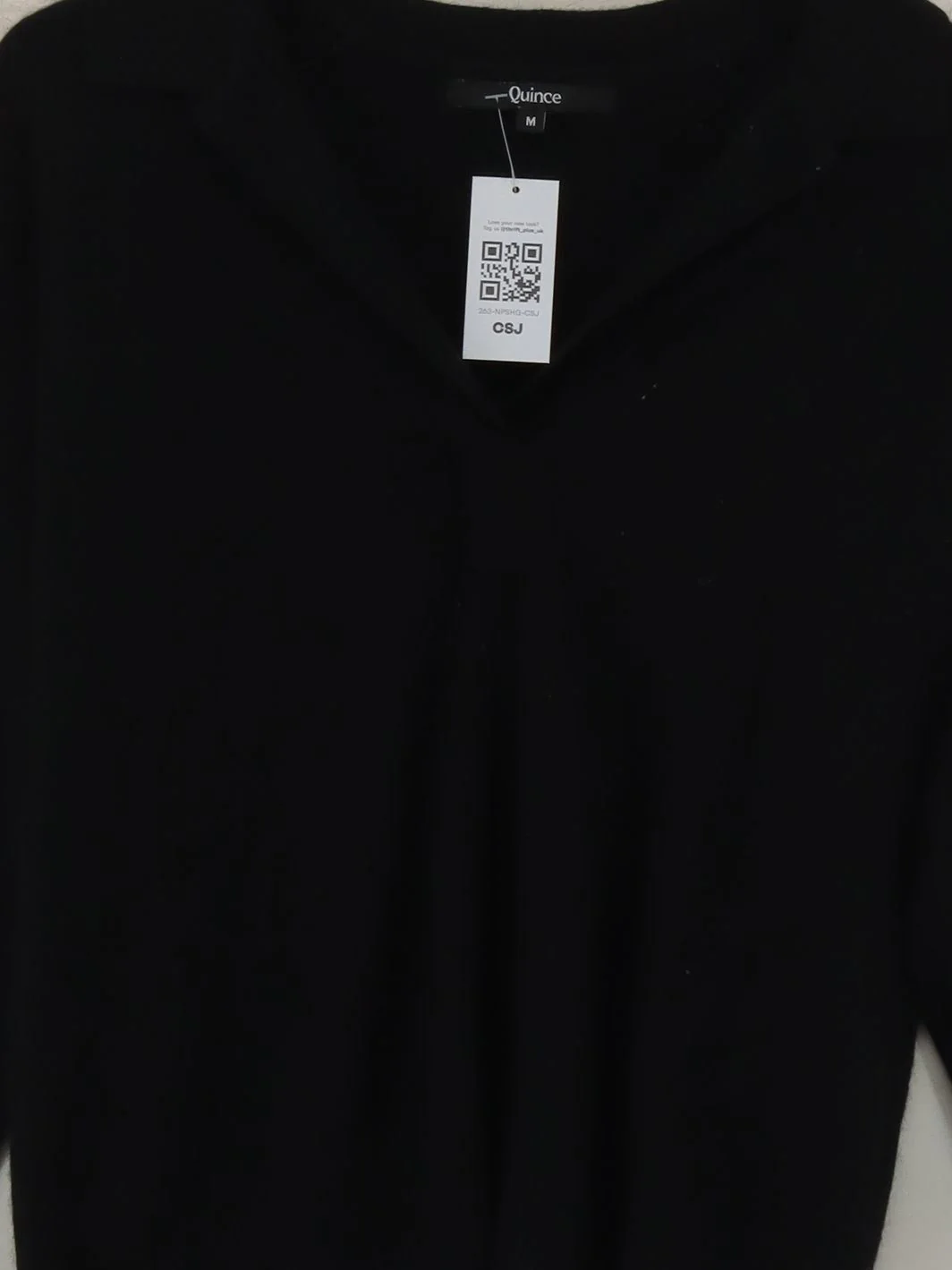 Quince Women's Jumper M Black 100% Cashmere Crew Neck Pullover - Image 3