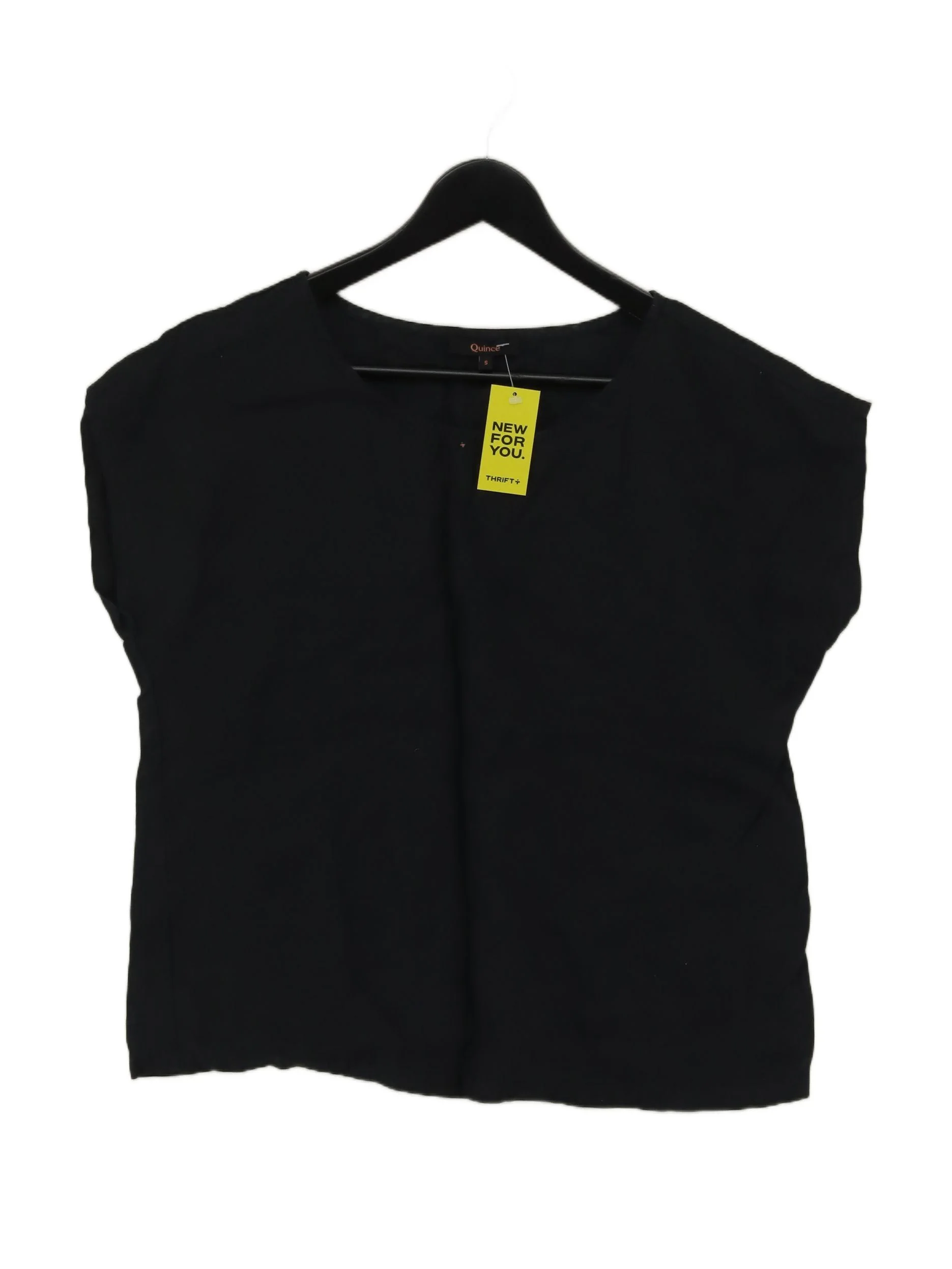 Quince Women's Top S Black 100% Other Short Sleeve Round Neck Basic