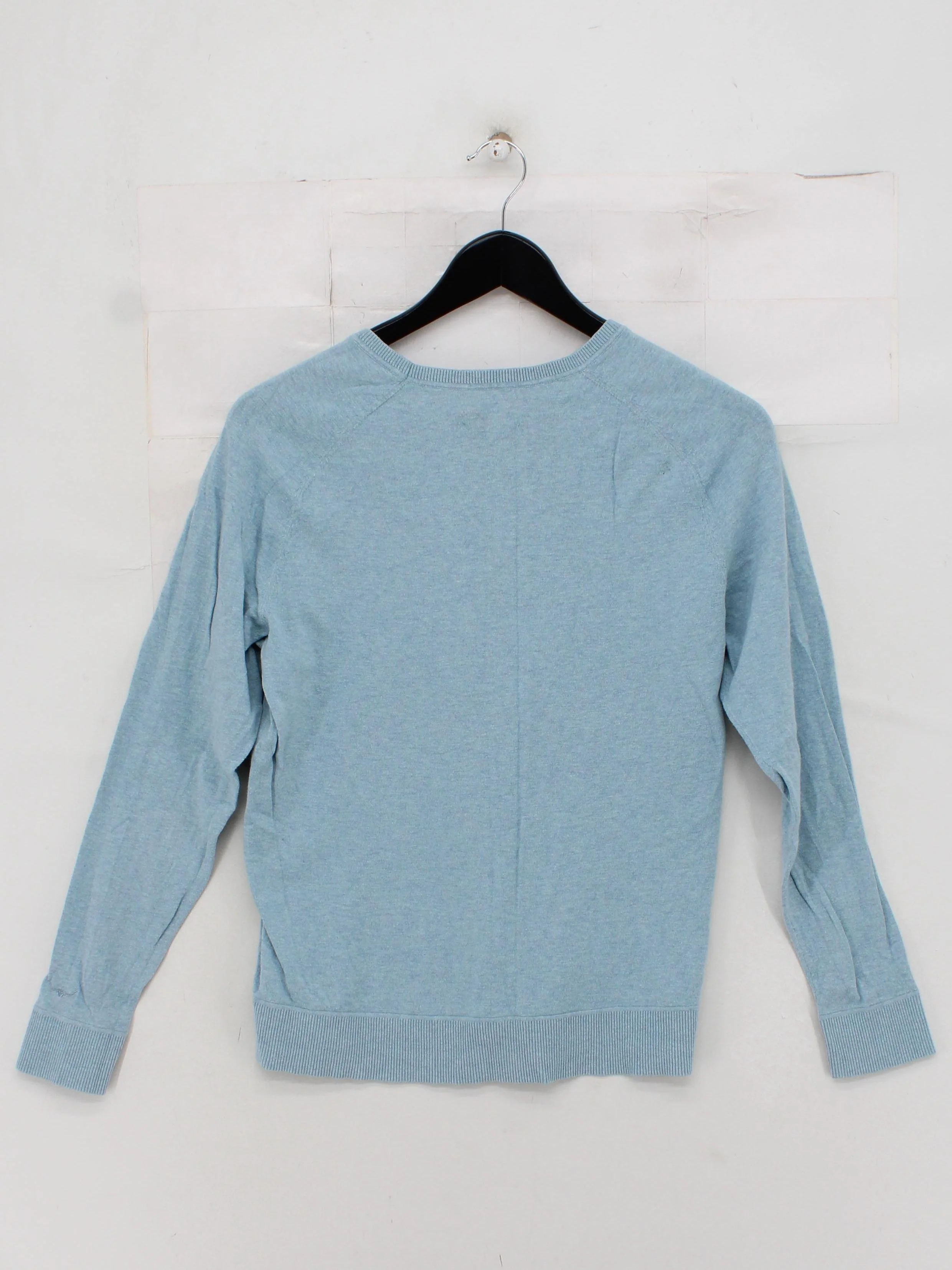 R.M. Williams Men's Jumper S Blue Cotton with Cashmere Round Neck Pullover - Image 2
