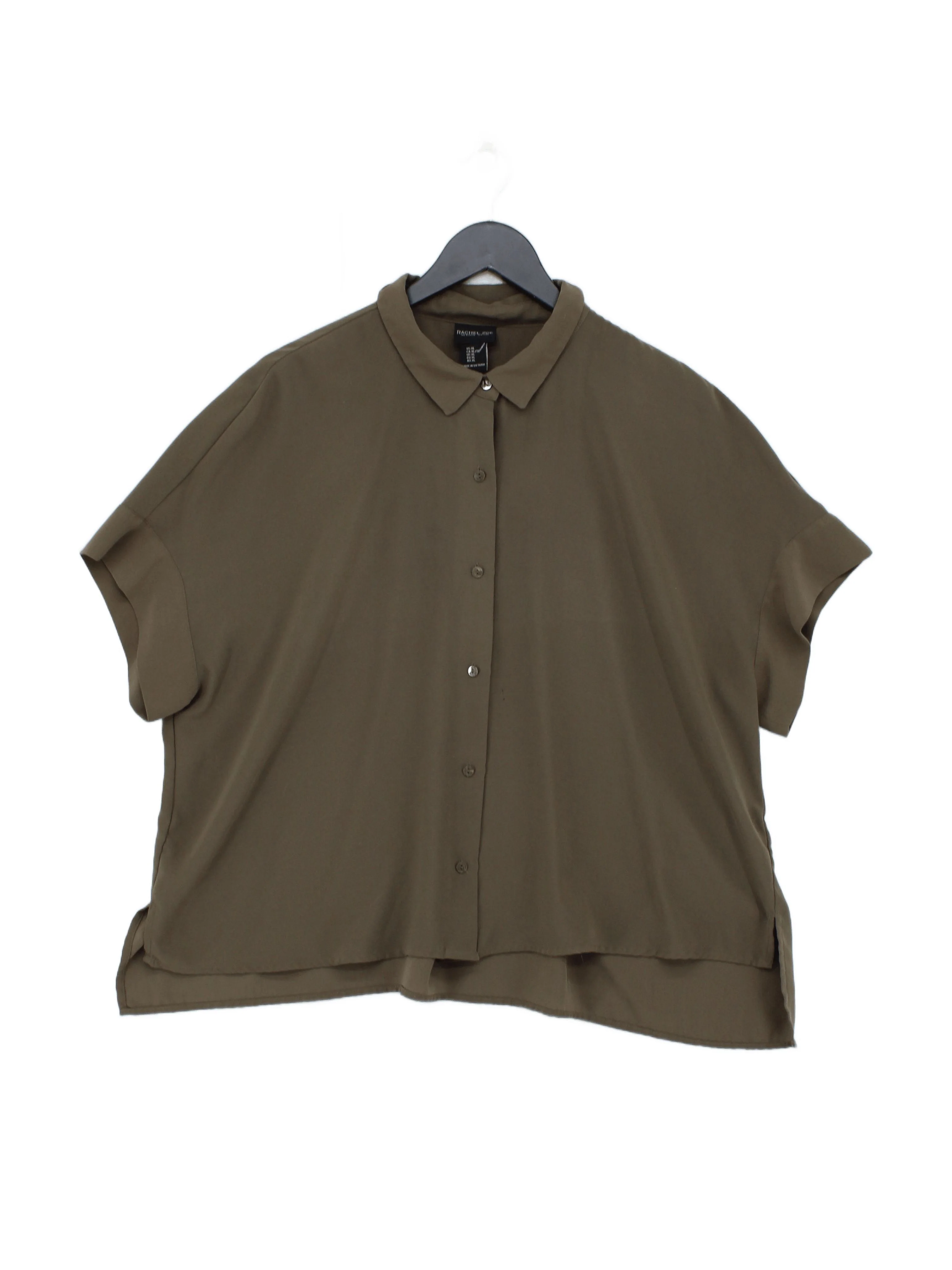 Rachel Zoe Women's Shirt XL Green 100% Polyester Short Sleeve Collared Basic