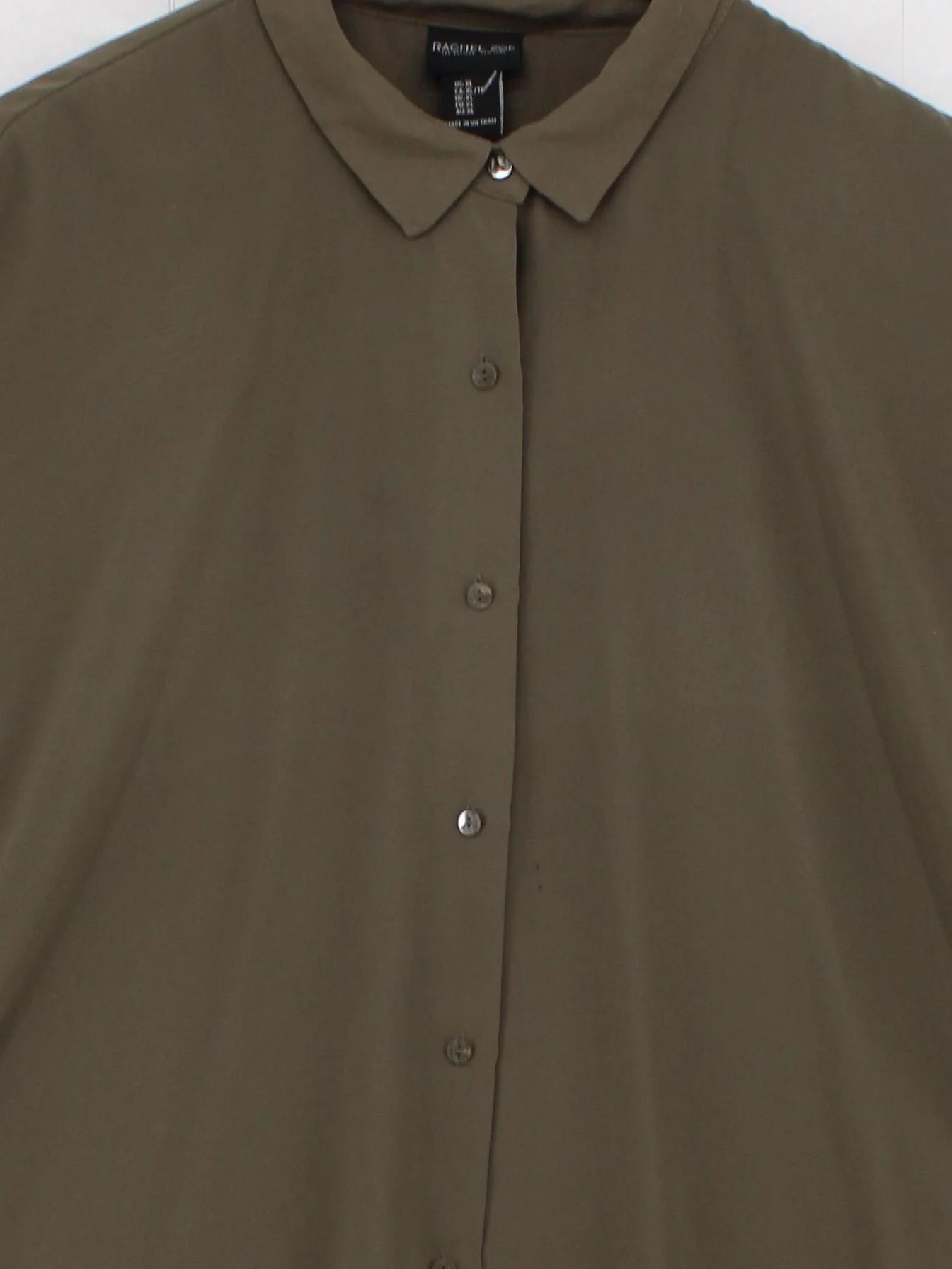 Rachel Zoe Women's Shirt XL Green 100% Polyester Short Sleeve Collared Basic - Image 3