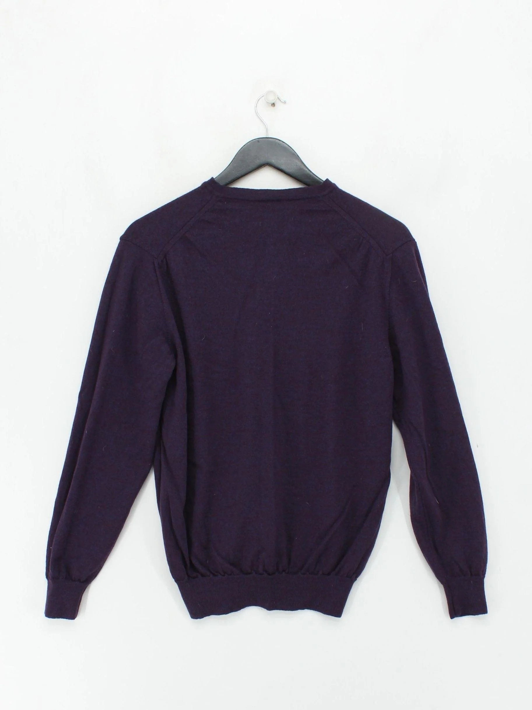 Racing Green Men's Jumper M Purple 100% Wool V-Neck Pullover - Image 2