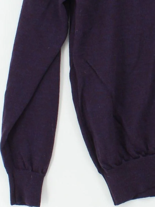 Racing Green Men's Jumper M Purple 100% Wool V-Neck Pullover - Image 4