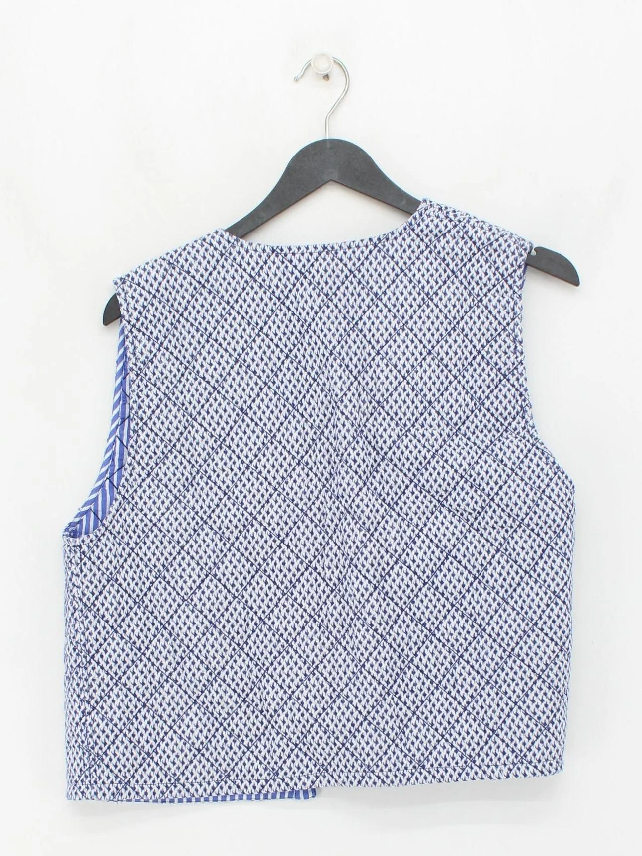 Rae Feather Women's Coat S Blue Geometric 100% Cotton Overcoat - Image 2