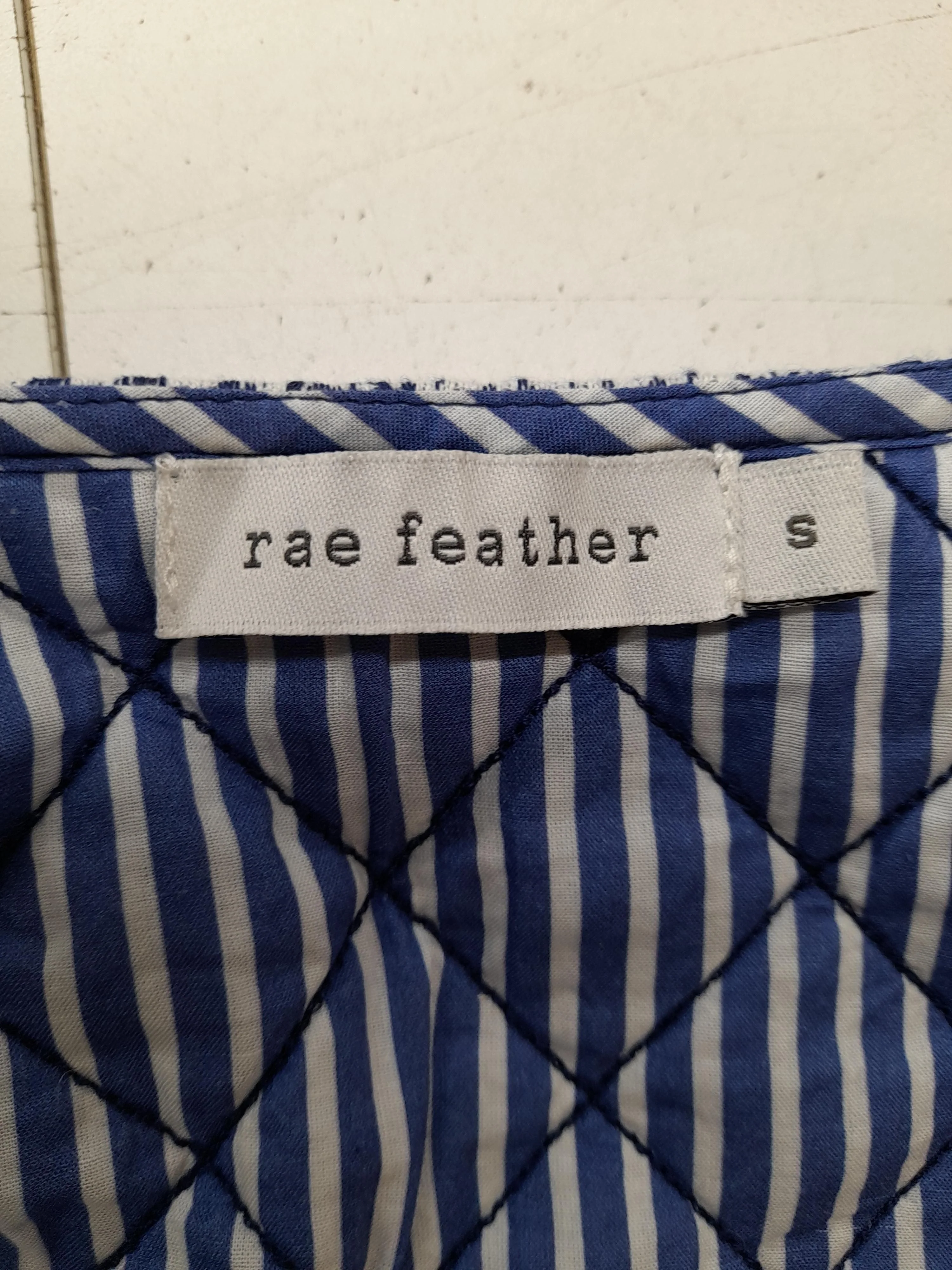 Rae Feather Women's Coat S Blue Geometric 100% Cotton Overcoat - Image 5