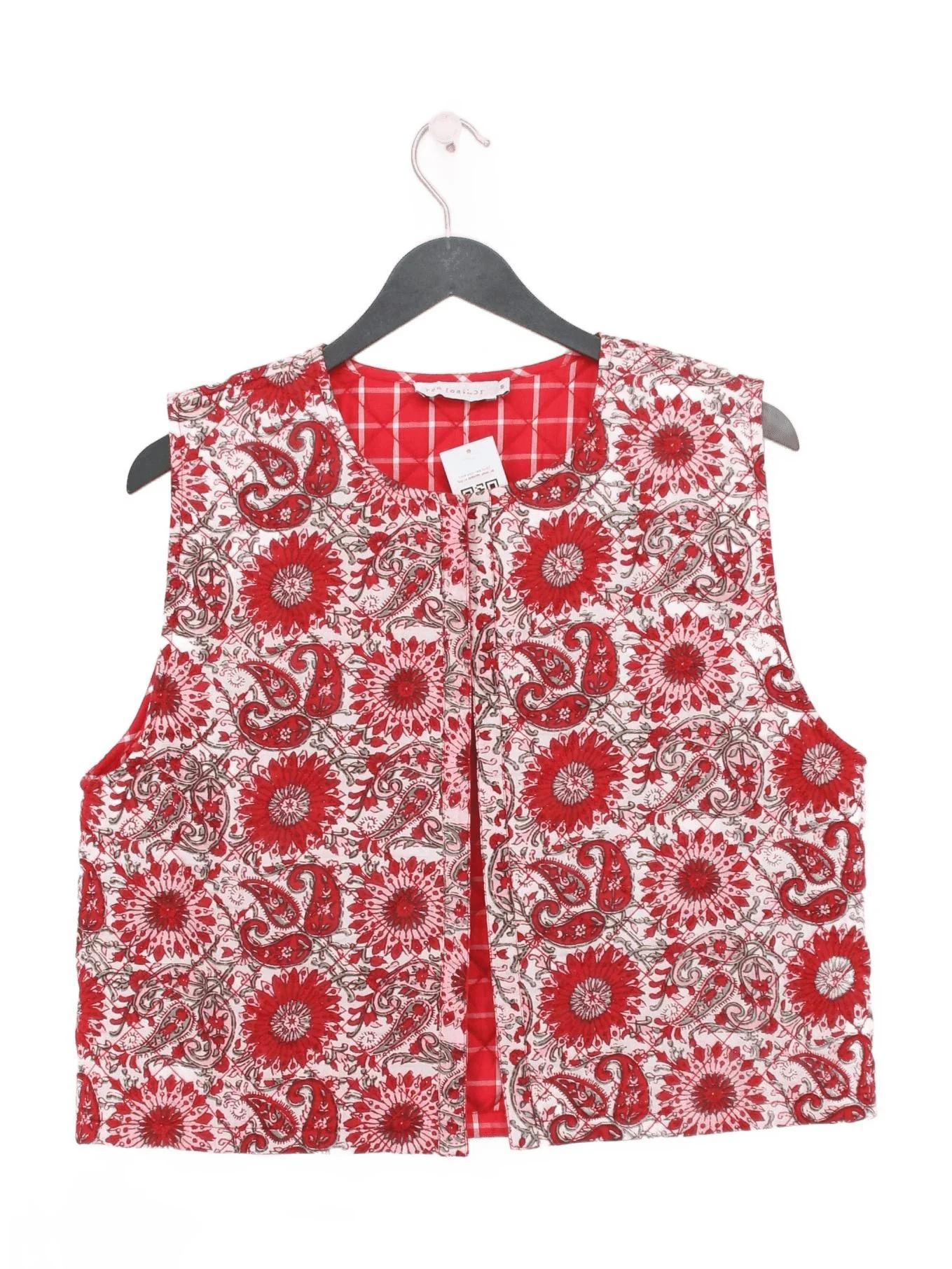 Rae Feather Women's Coat S Red Floral 100% Cotton Overcoat