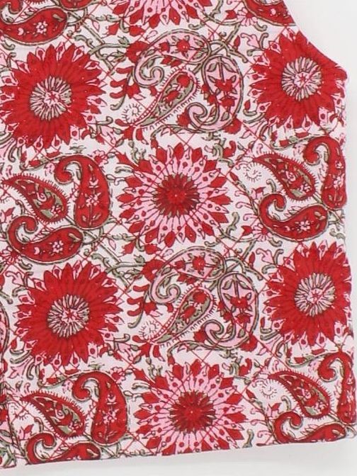 Rae Feather Women's Coat S Red Floral 100% Cotton Overcoat - Image 4