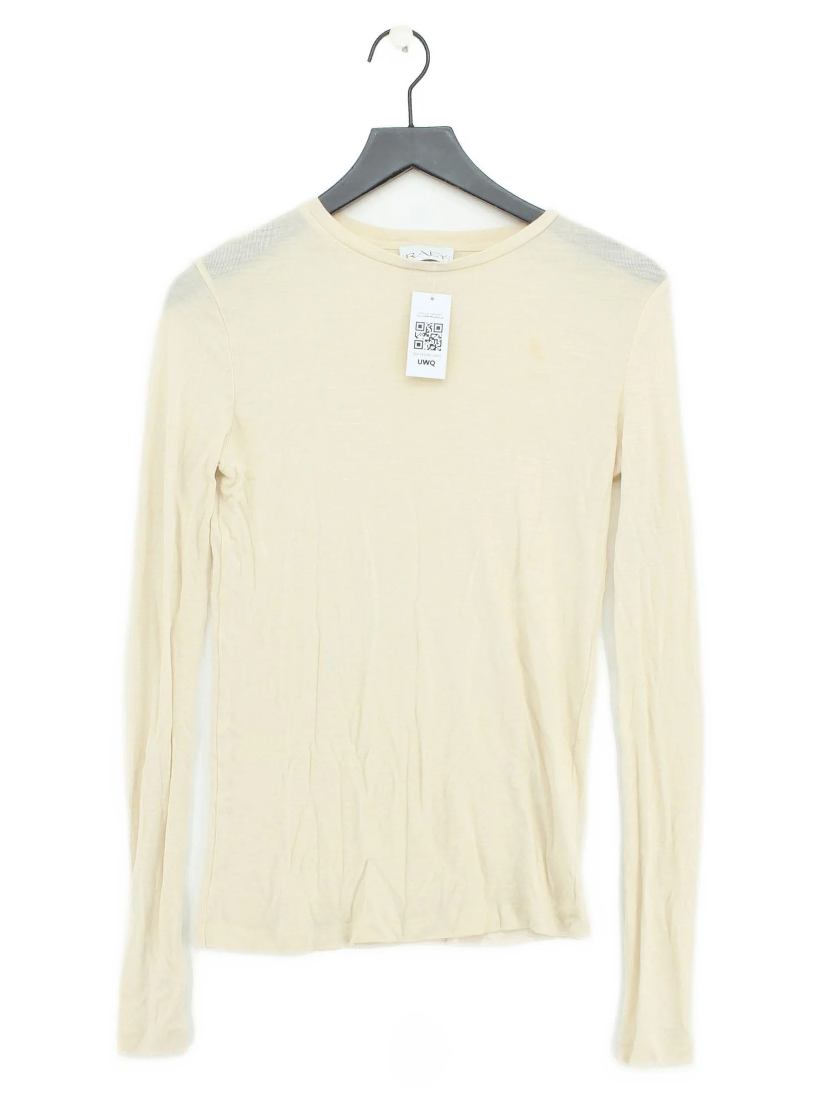 Raey Women's T-Shirt UK 8 Cream 100% Wool Short Sleeve Round Neck Basic