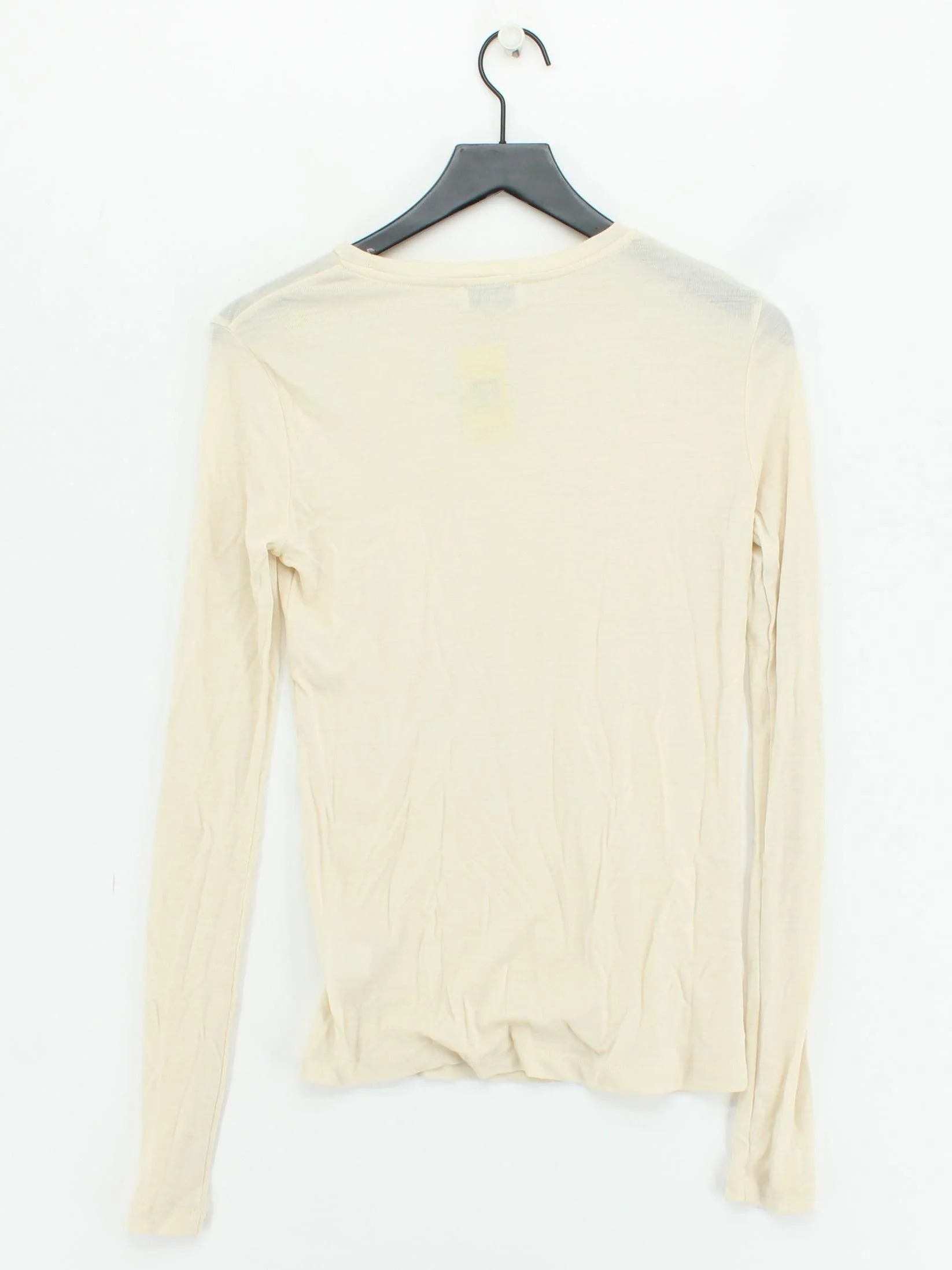Raey Women's T-Shirt UK 8 Cream 100% Wool Short Sleeve Round Neck Basic - Image 2