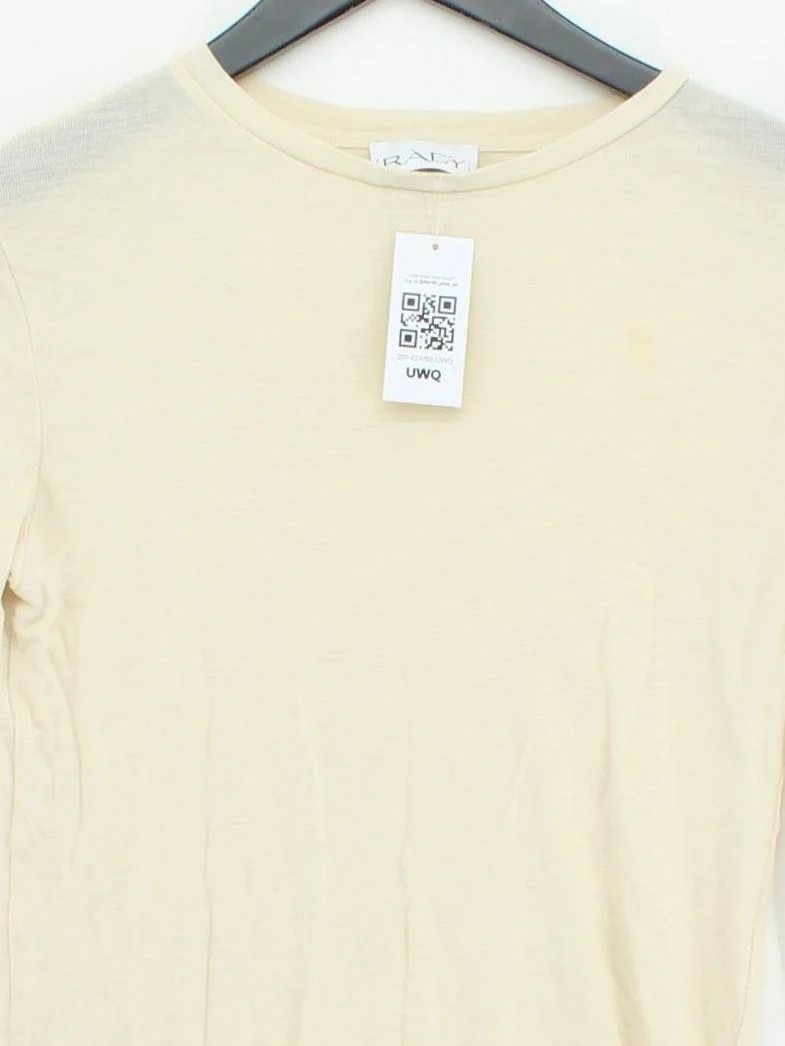 Raey Women's T-Shirt UK 8 Cream 100% Wool Short Sleeve Round Neck Basic - Image 3