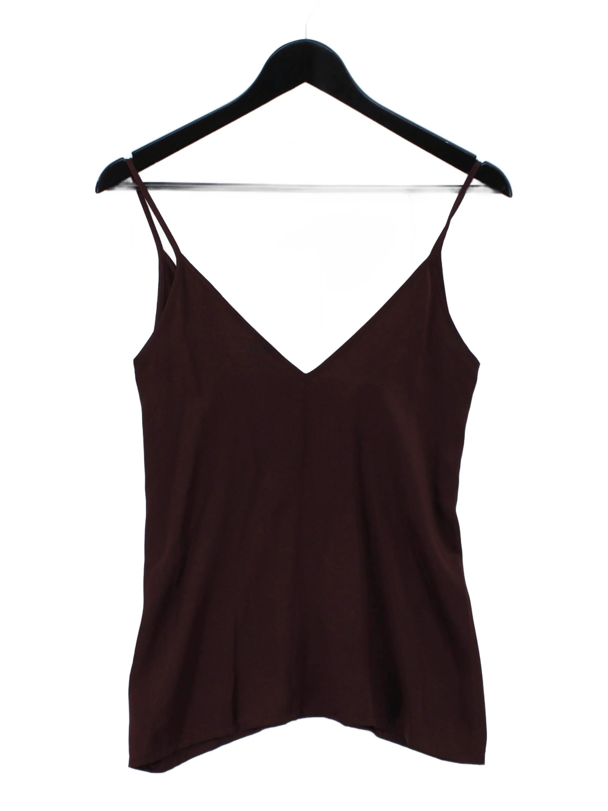 Raey Women's T-Shirt XXS Brown 100% Silk Sleeveless V-Neck Camisole