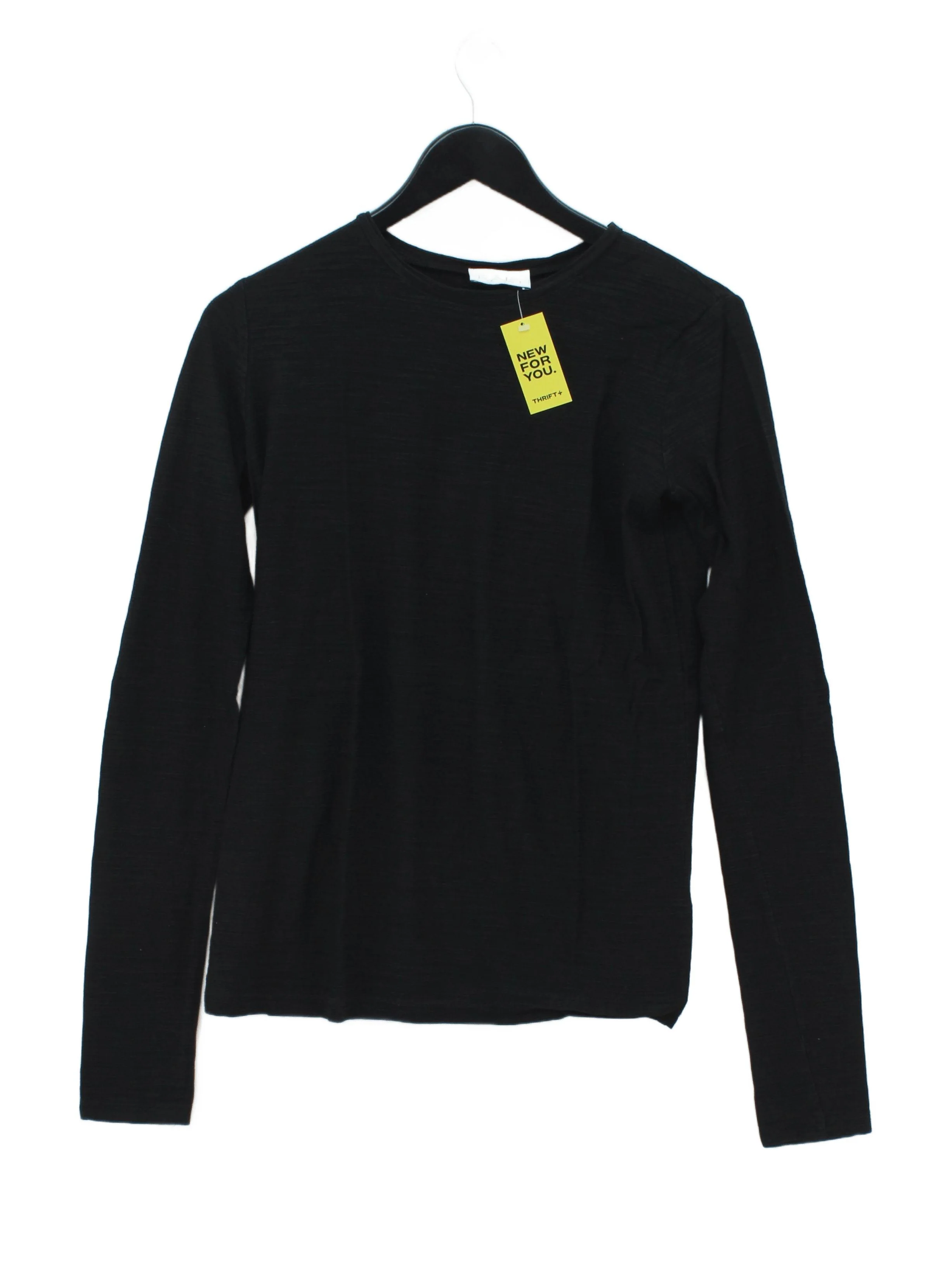 Raey Women's Top UK 10 Black 100% Cotton Long Sleeve Round Neck Basic