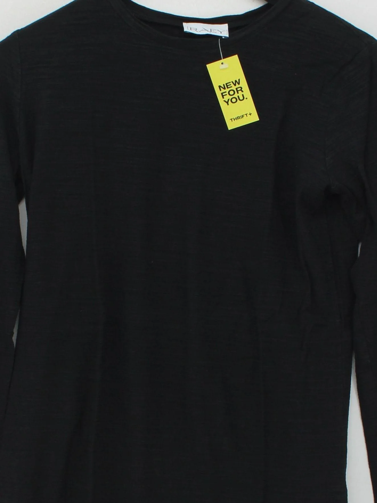 Raey Women's Top UK 10 Black 100% Cotton Long Sleeve Round Neck Basic - Image 3