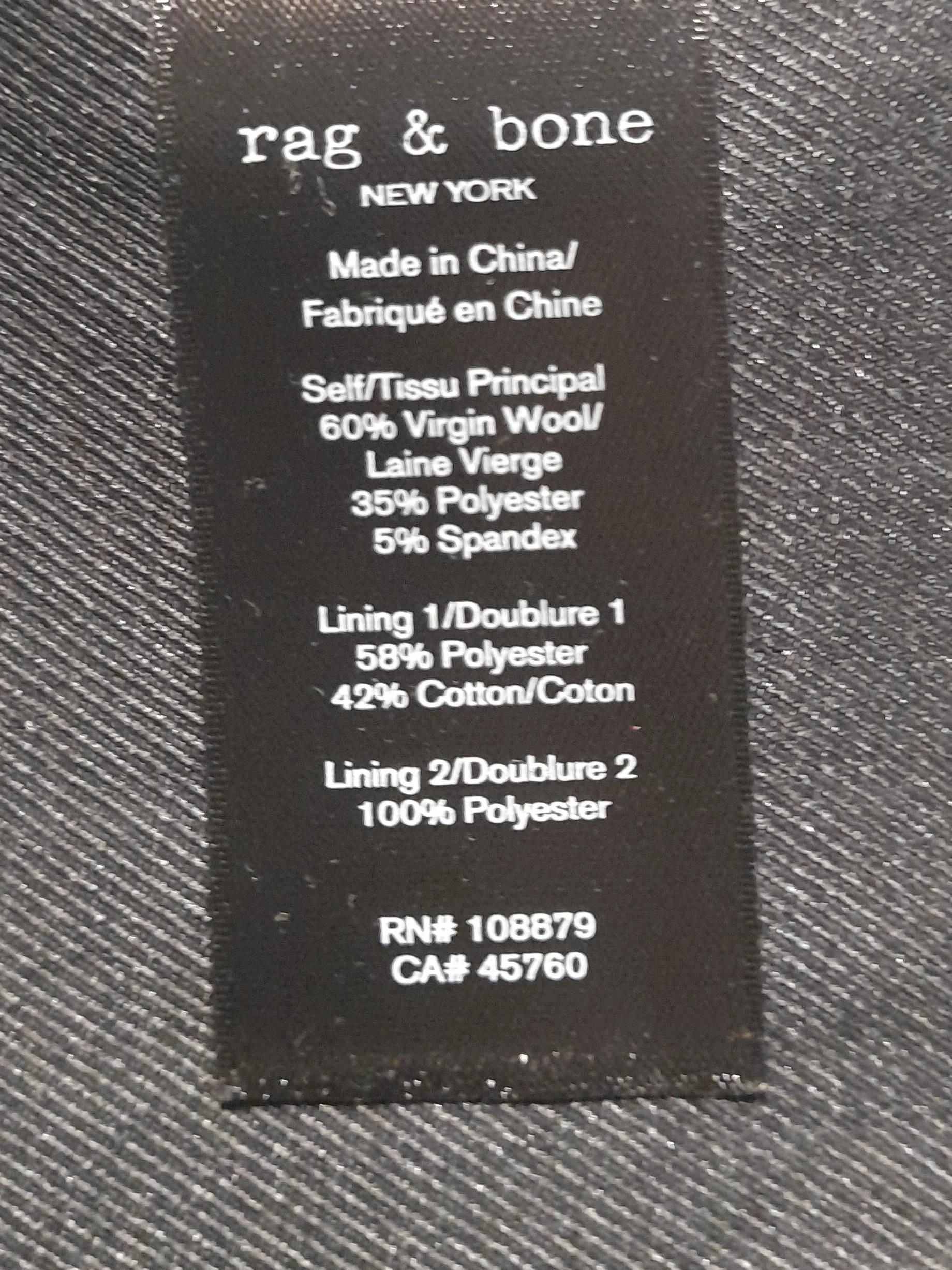 Rag & Bone Women's Blazer UK 12 Black Wool New with tags - Image 6