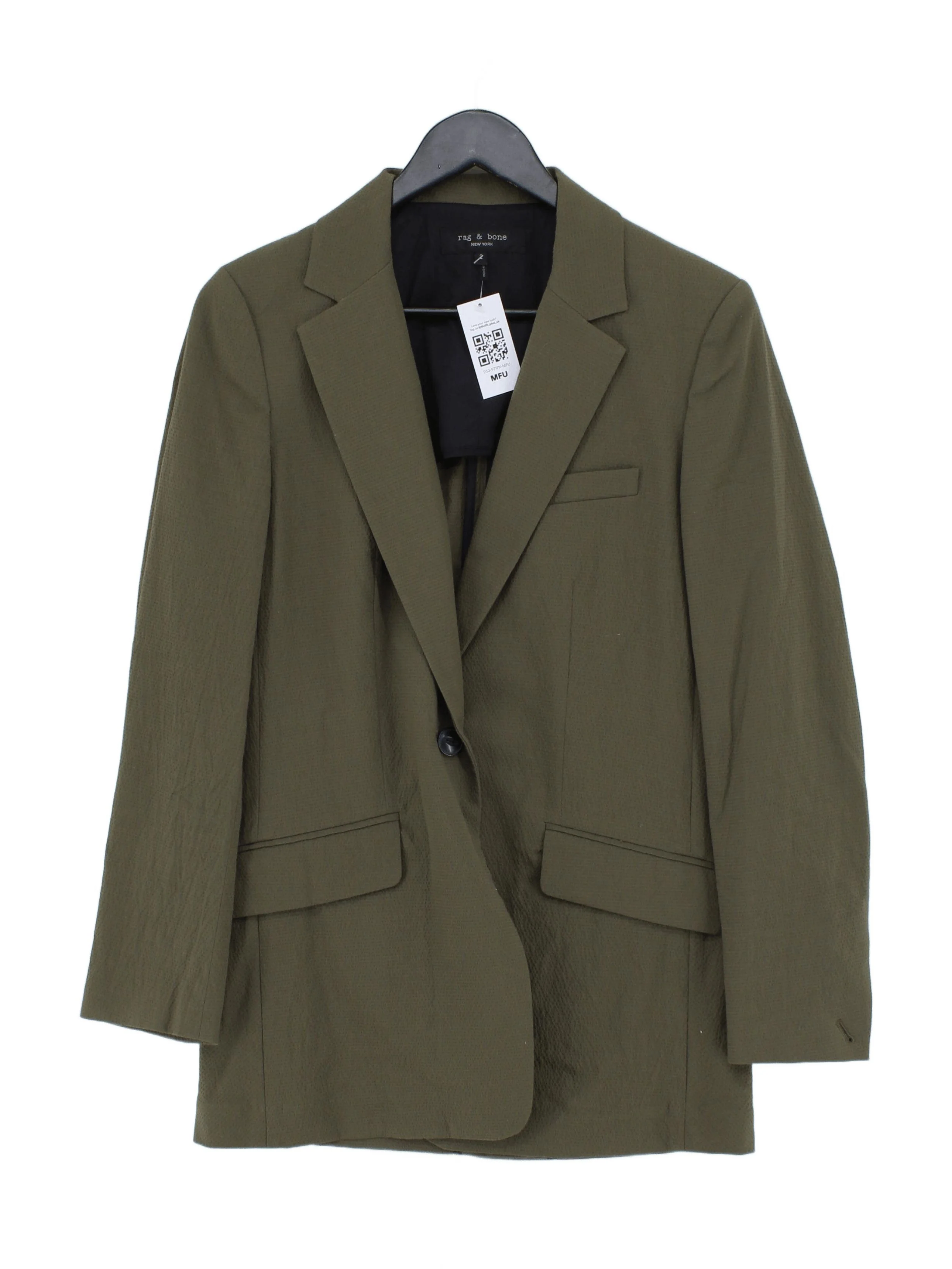 Rag & Bone Women's Blazer UK 6 Green Cotton with Spandex Overcoat