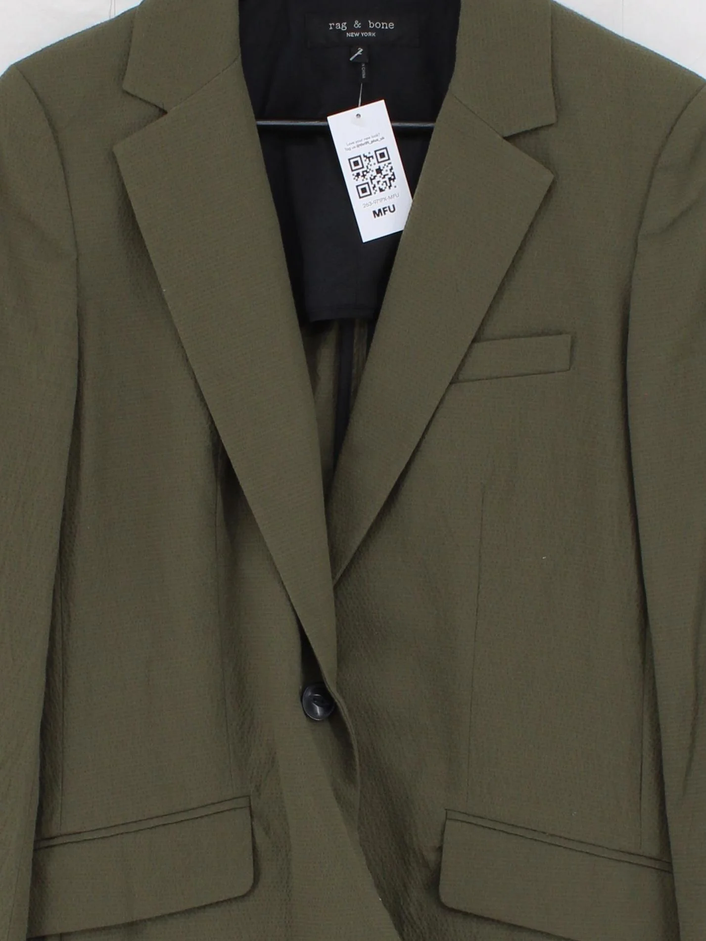 Rag & Bone Women's Blazer UK 6 Green Cotton with Spandex Overcoat - Image 3