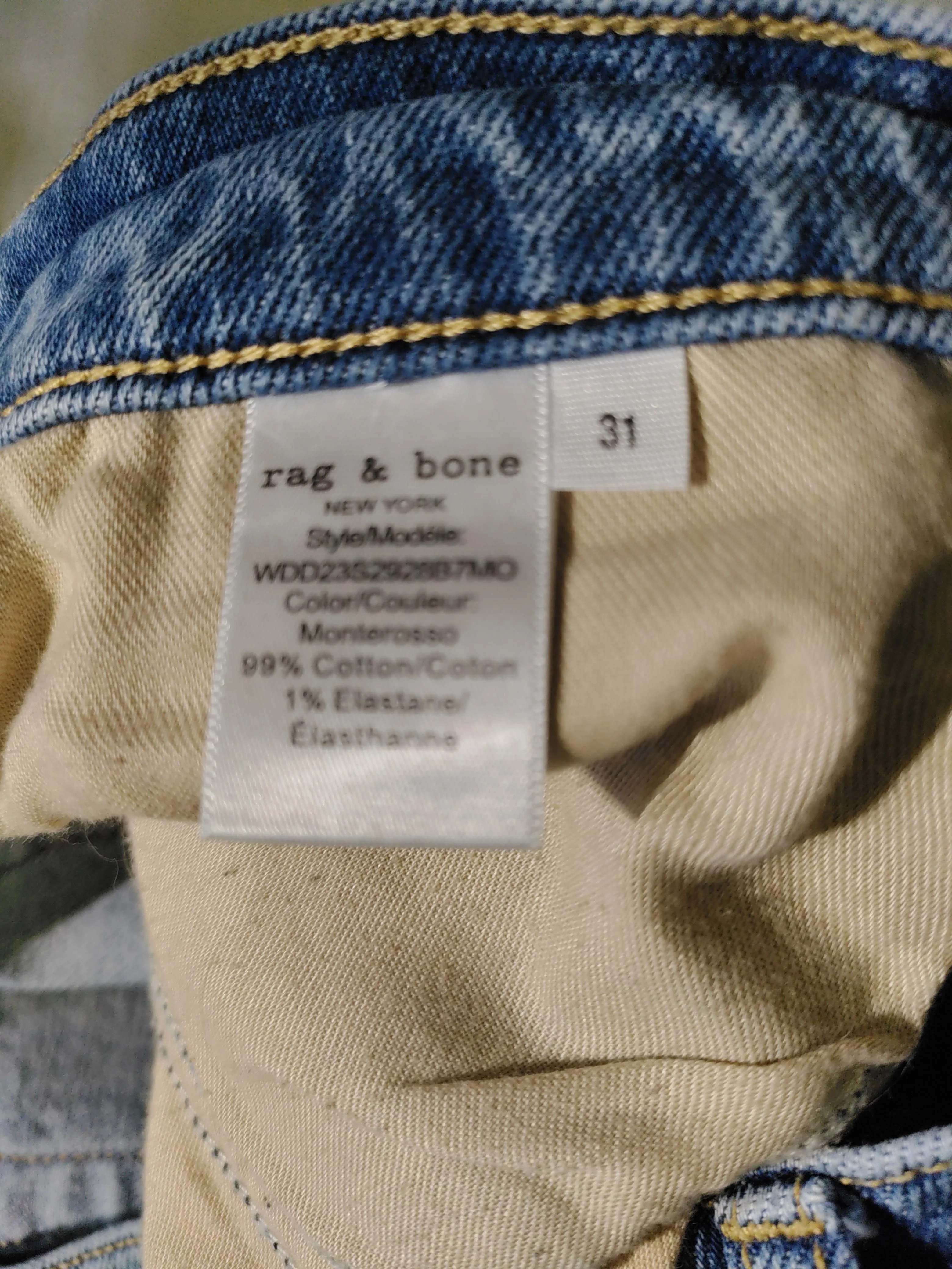 Rag & Bone Women's Jeans W 31 in Blue Cotton with Elastane Wide-Leg - Image 6