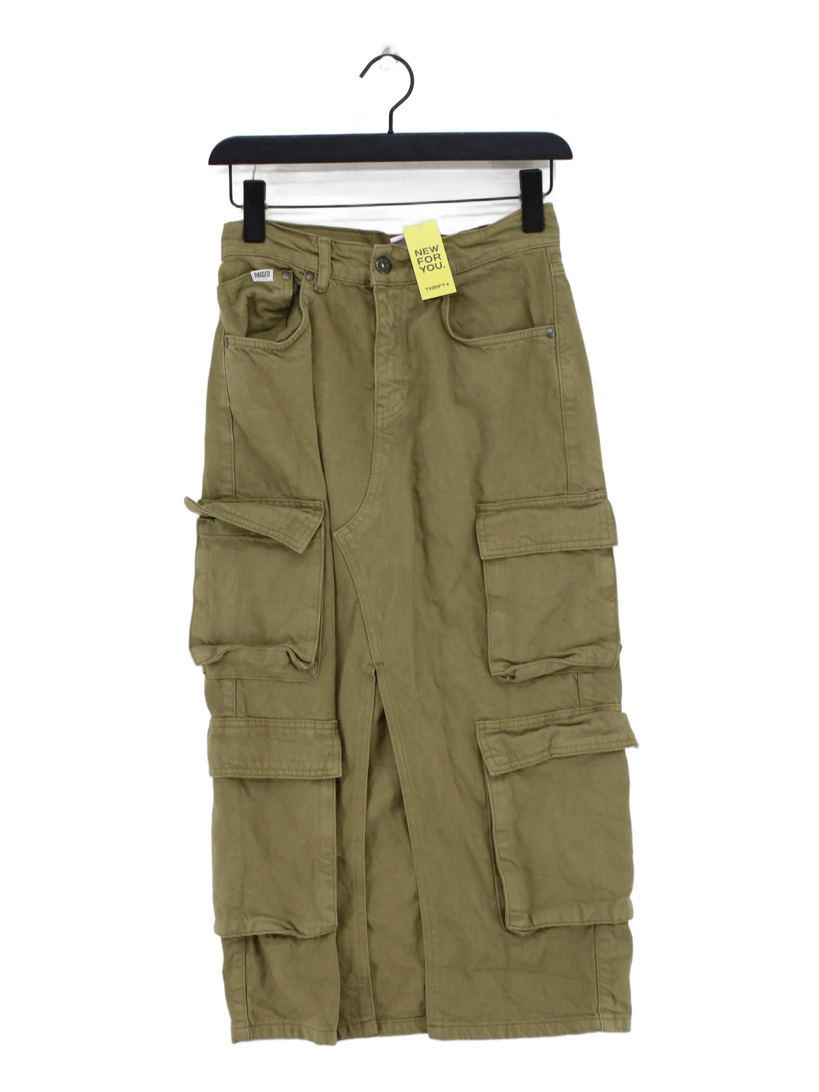 Ragged Jeans Women's Trousers XS Green 100% Cotton Wide-Leg Cargo