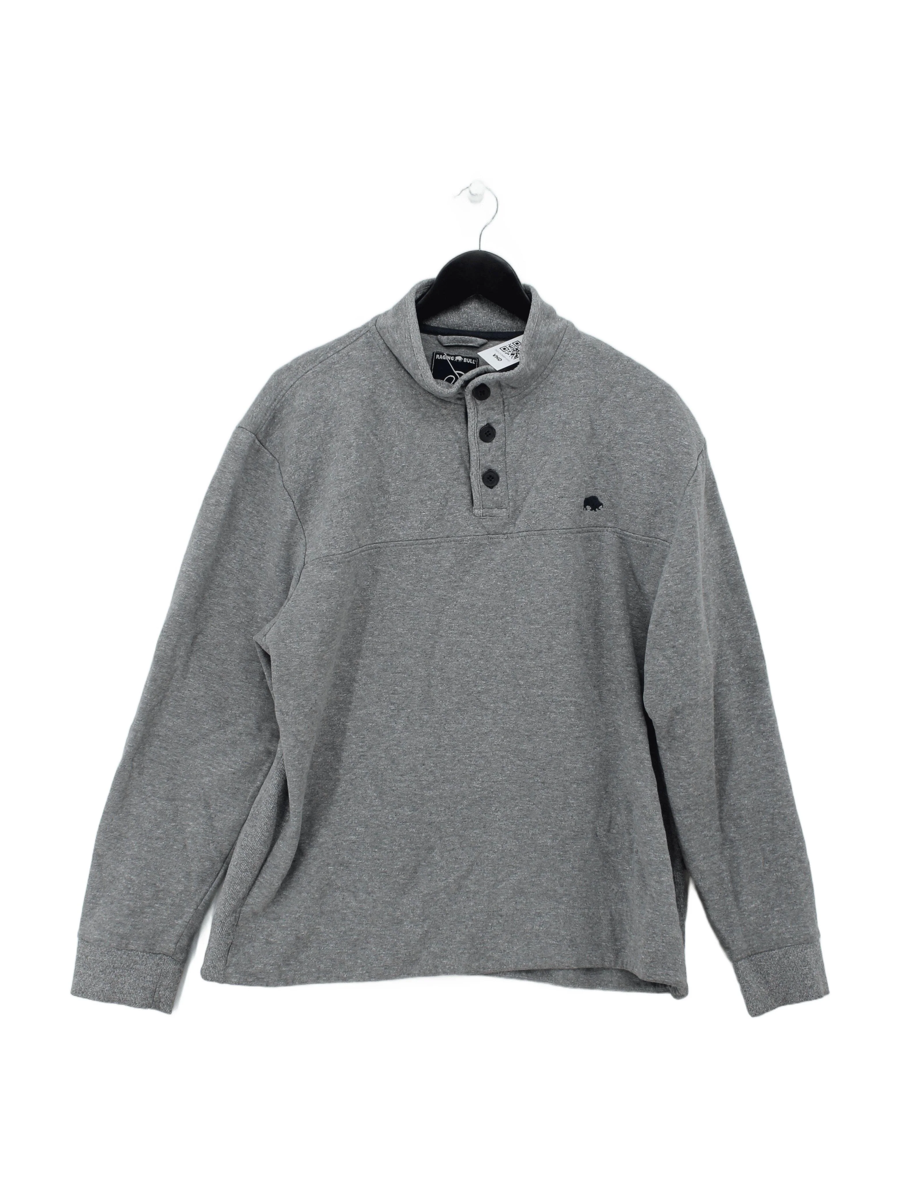 Raging Bull Men's Jumper XL Grey Cotton with Polyester Mock Neck Pullover