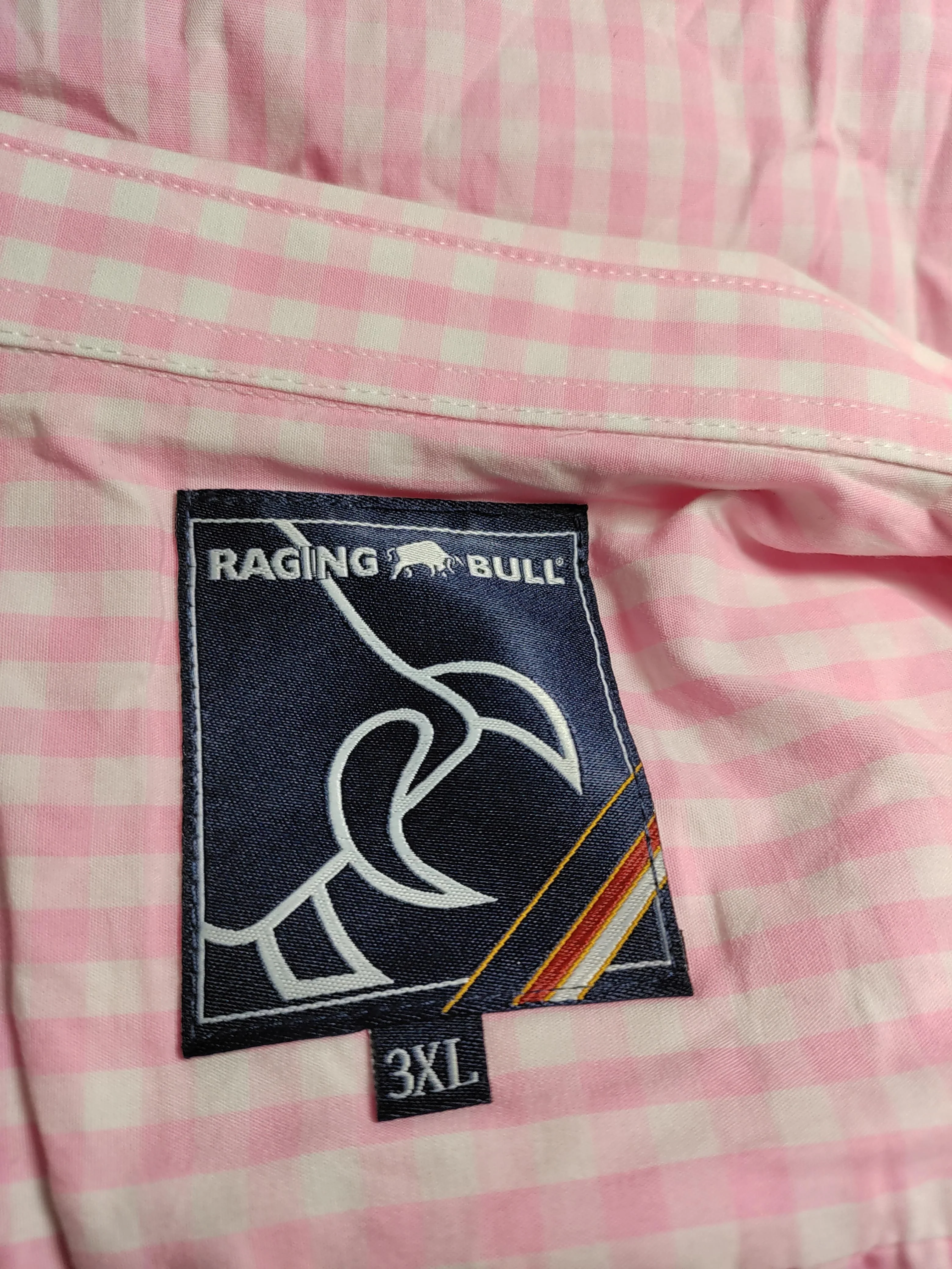 Raging Bull Men's Shirt XXXL Pink Checkered 100% Cotton Basic - Image 5