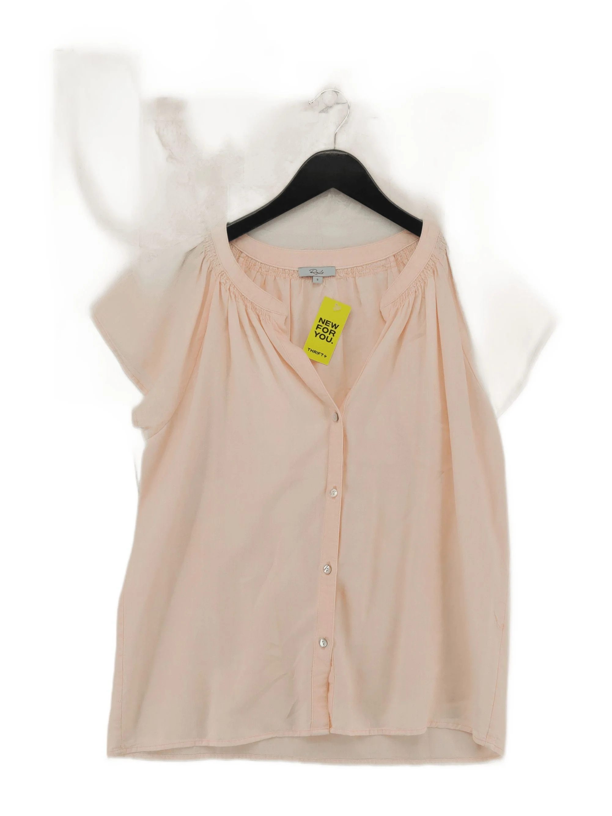 Rails Women's Blouse S Pink Lyocell Modal with Linen Short Sleeve Collared Basic