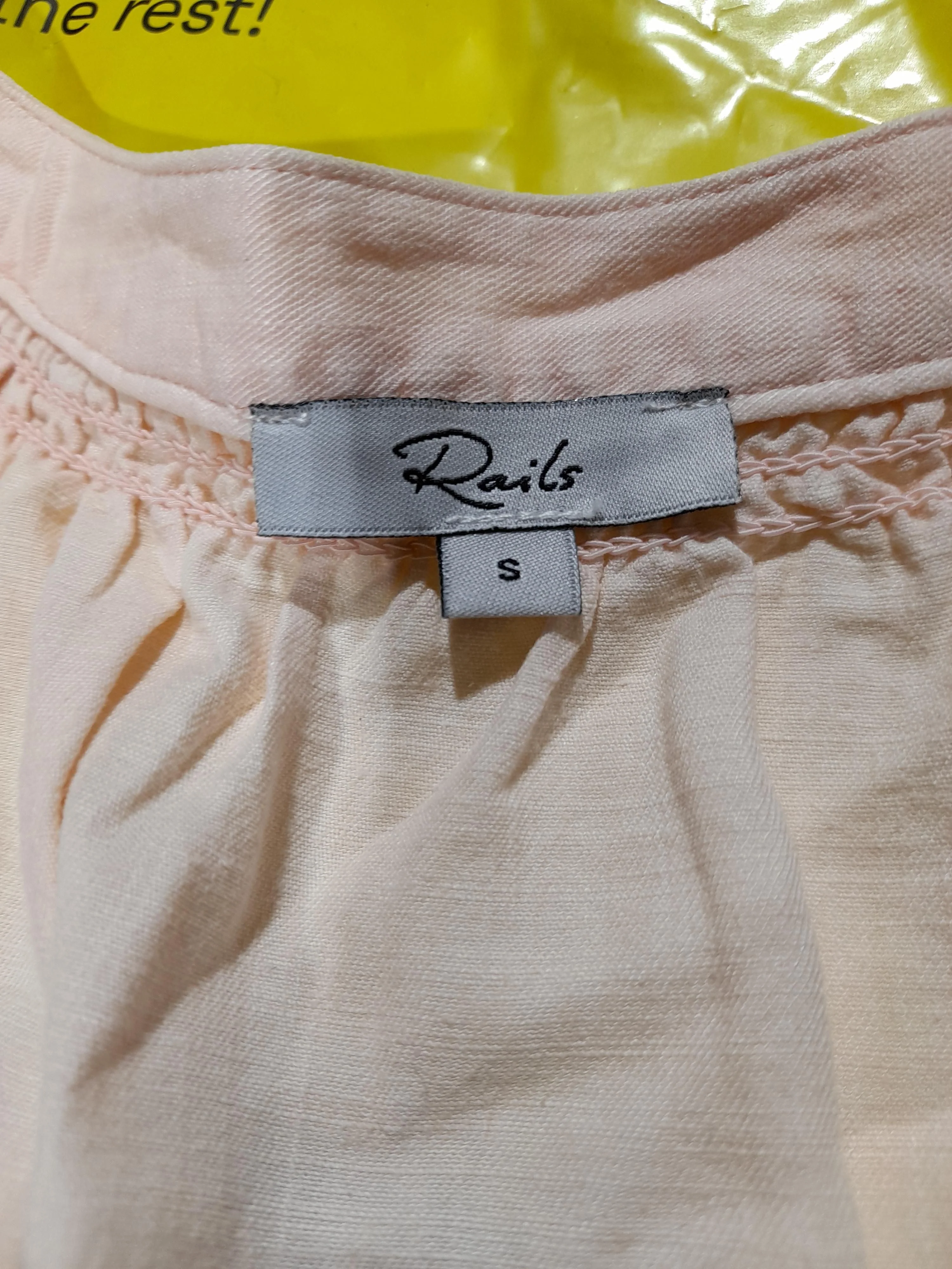 Rails Women's Blouse S Pink Lyocell Modal with Linen Short Sleeve Collared Basic - Image 5