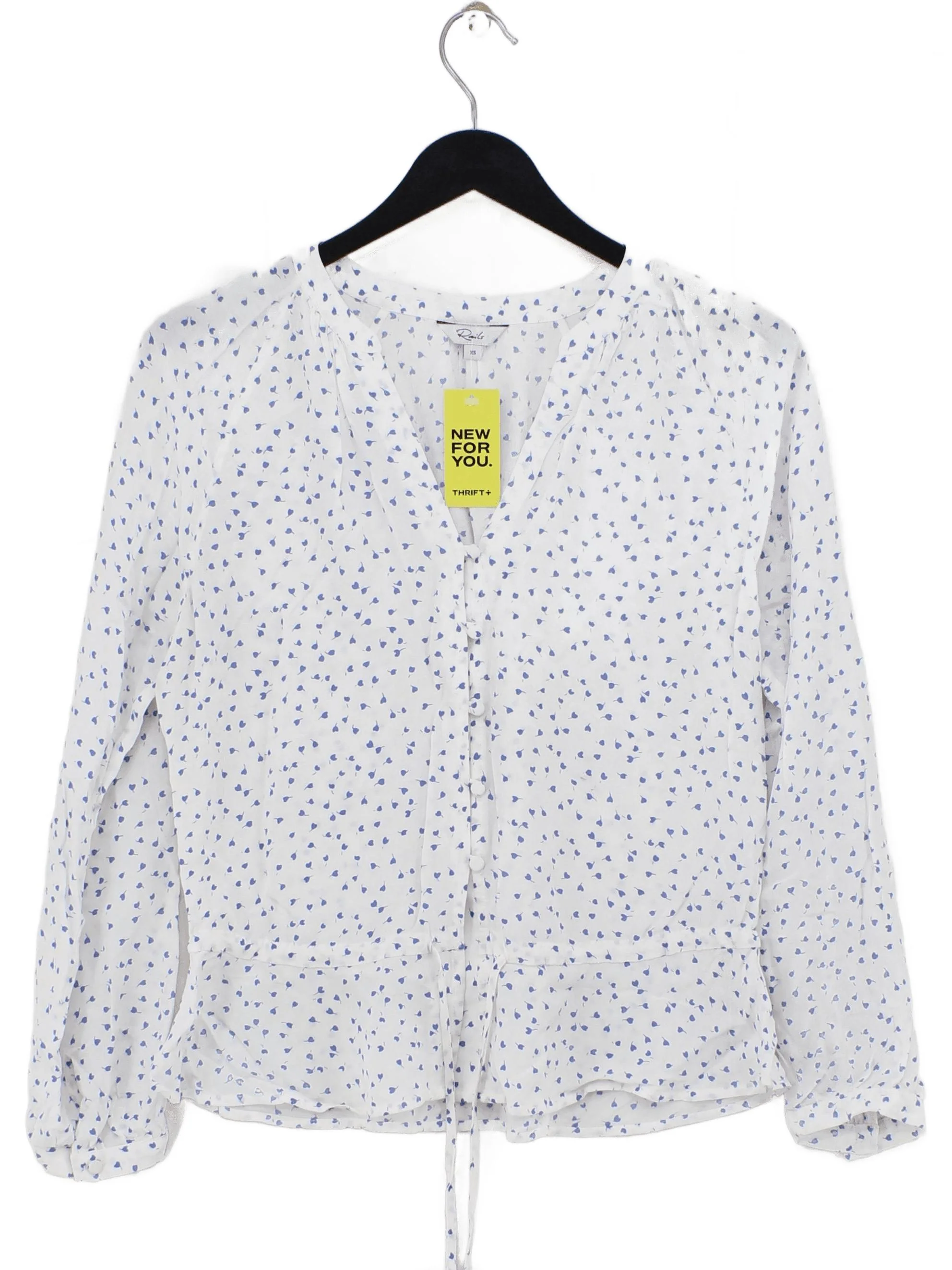 Rails Women's Blouse XS White 100% Other Long Sleeve V-Neck Basic