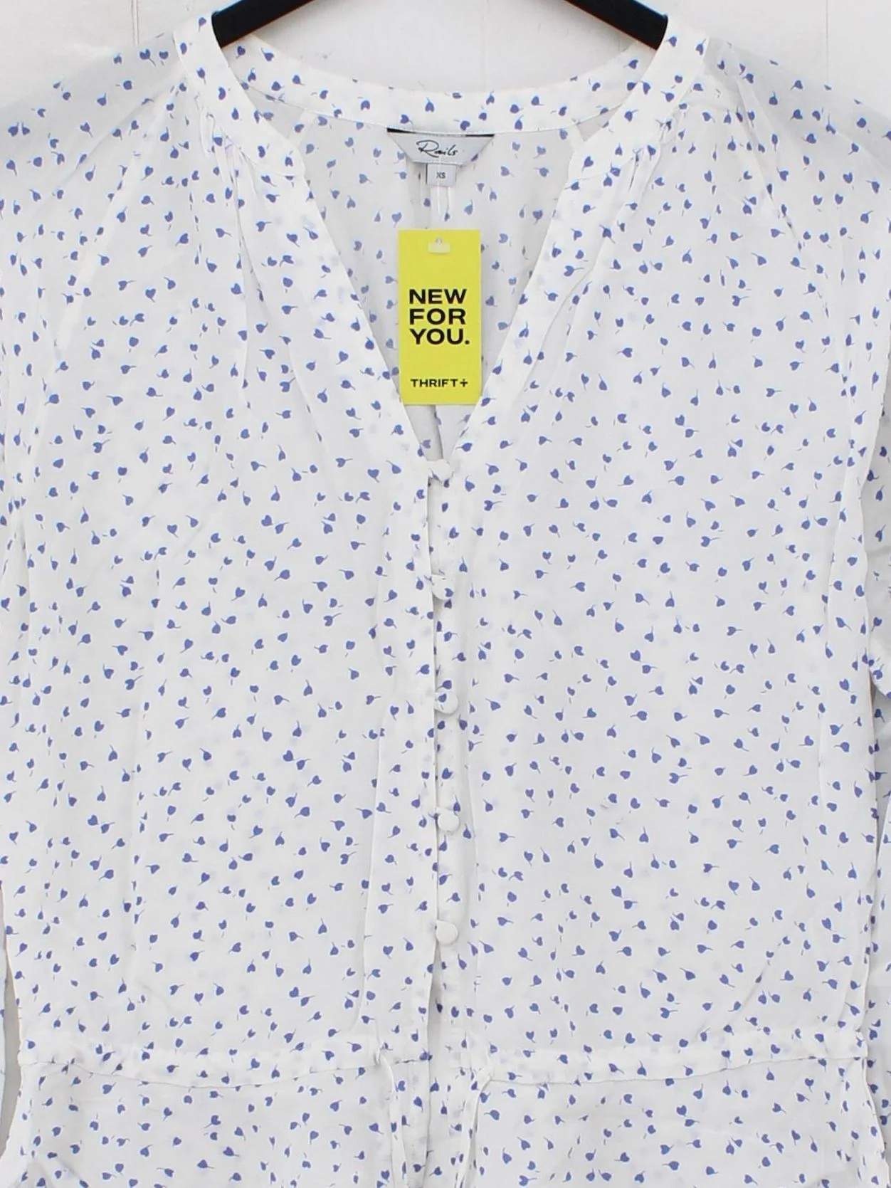 Rails Women's Blouse XS White 100% Other Long Sleeve V-Neck Basic - Image 3