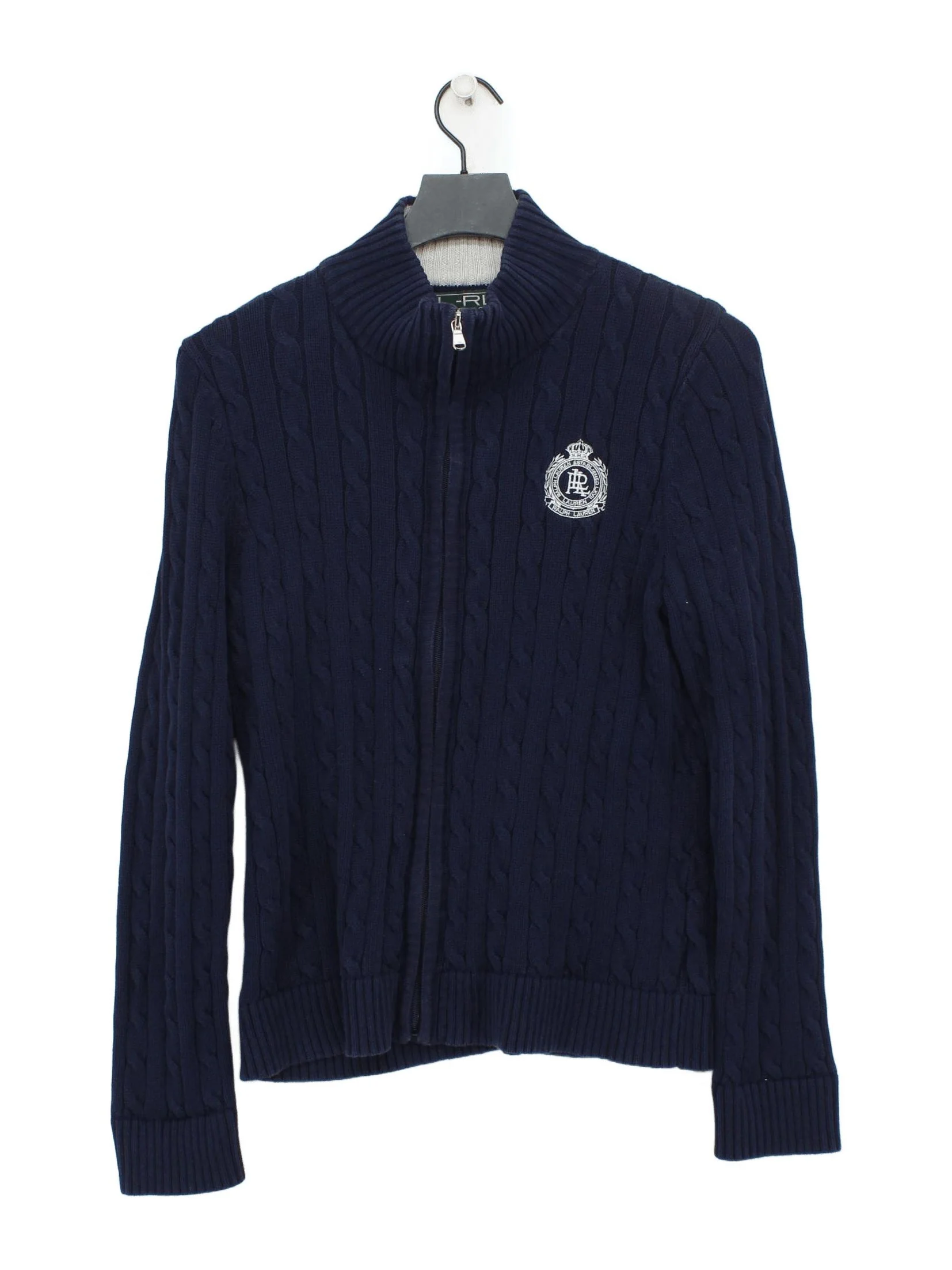 Ralph Lauren Men's Cardigan XL Blue 100% Cotton Mock Neck Cardigan