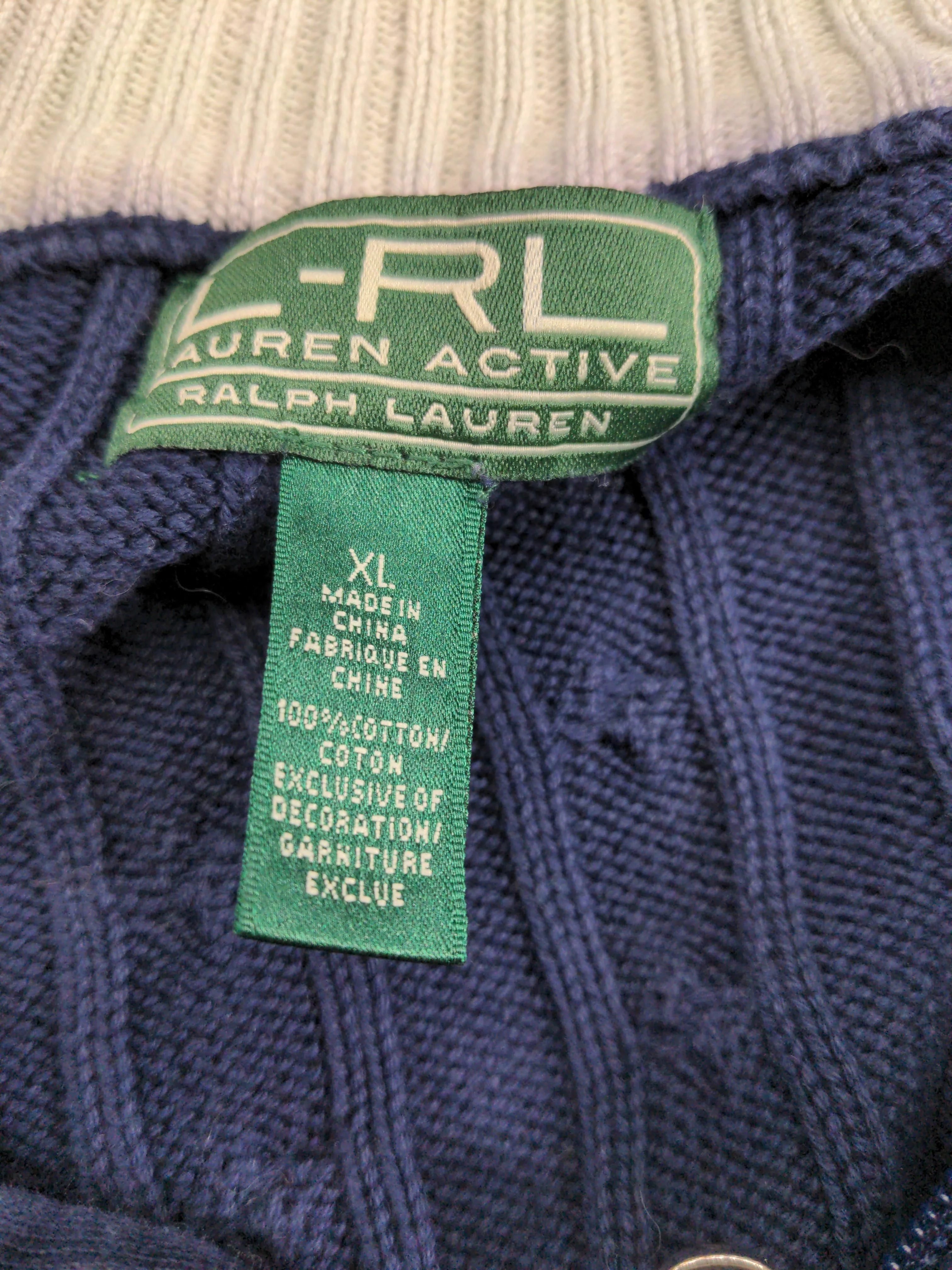 Ralph Lauren Men's Cardigan XL Blue 100% Cotton Mock Neck Cardigan - Image 5