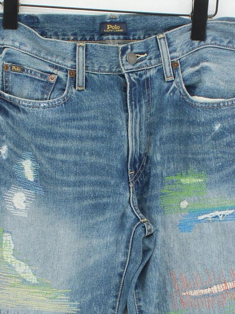Ralph Lauren Men's Jeans W 28 in Blue Graphic Cotton with Lyocell Modal Skinny - Image 3
