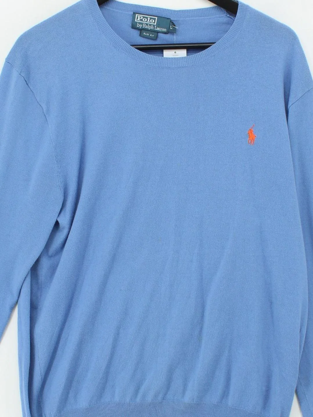 Ralph Lauren Men's Jumper L Blue 100% Cotton Crew Neck Pullover - Image 3