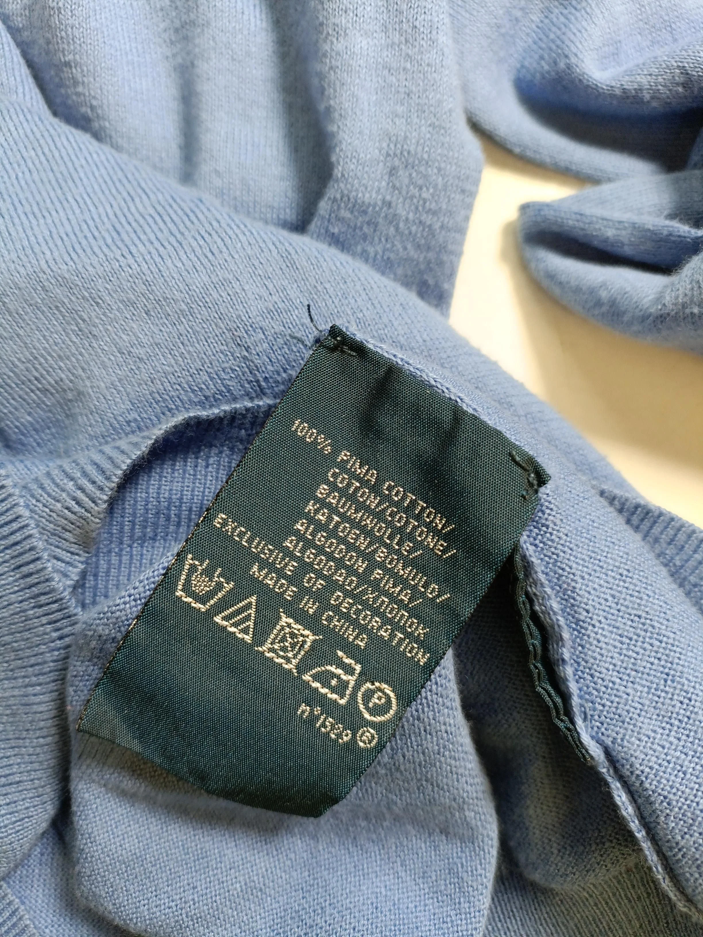 Ralph Lauren Men's Jumper L Blue 100% Cotton Crew Neck Pullover - Image 7