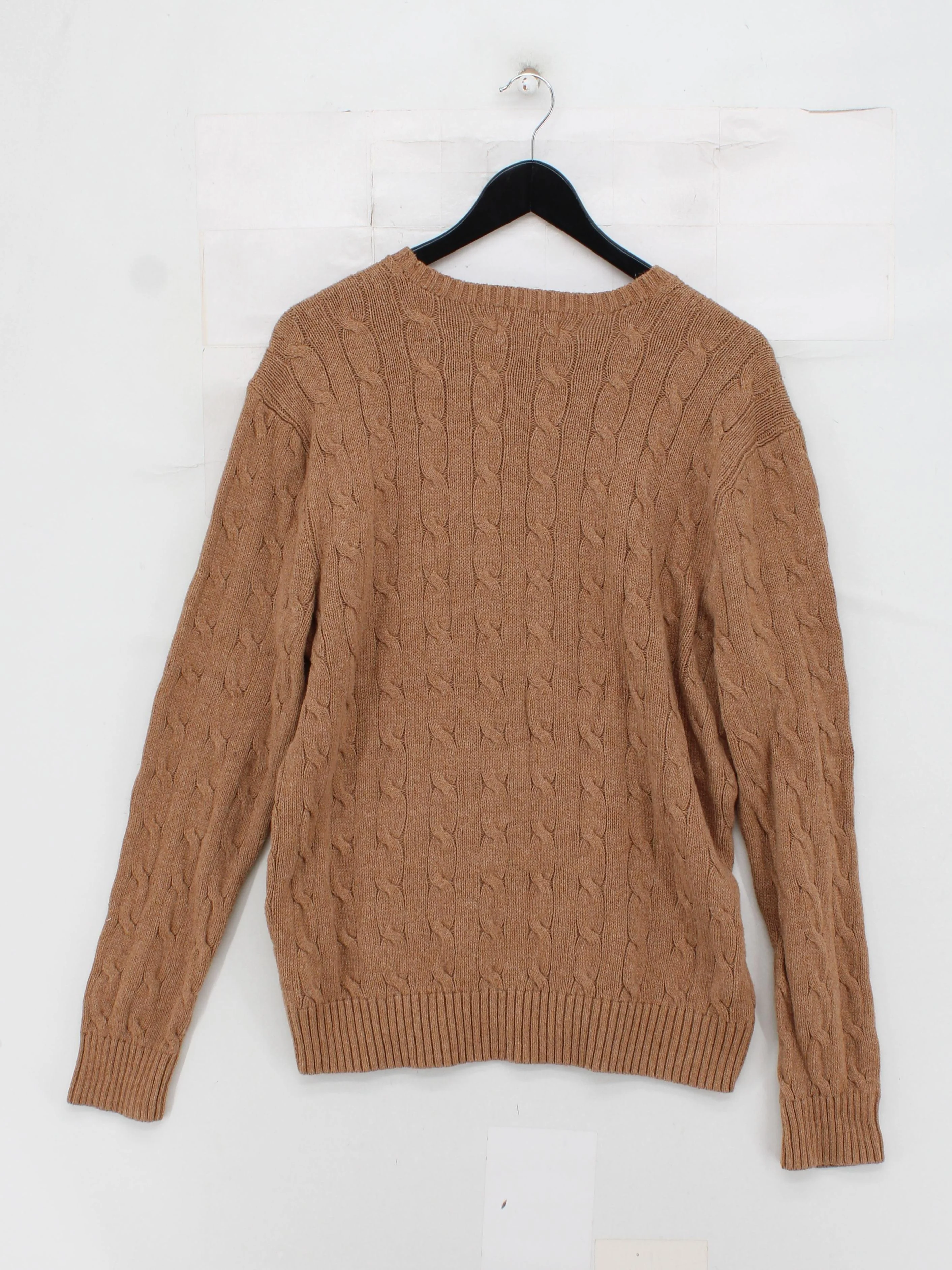 Ralph Lauren Men's Jumper L Brown 100% Cotton Round Neck Pullover - Image 2