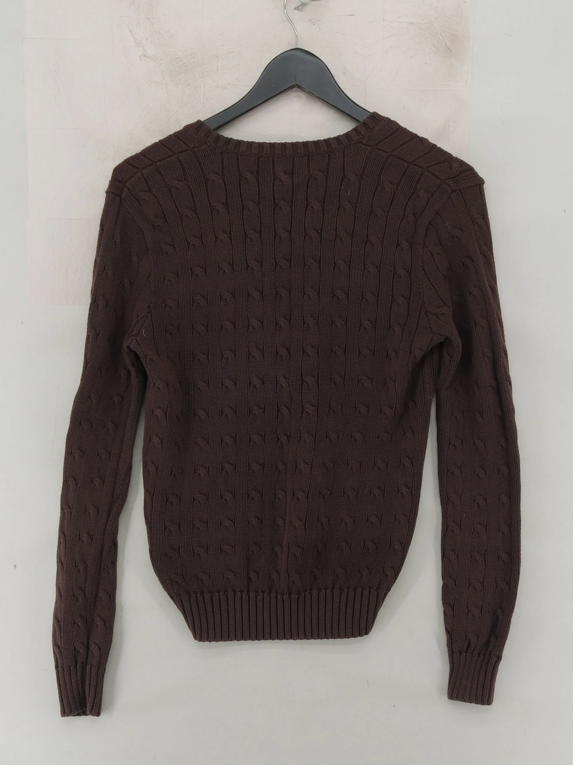 Ralph Lauren Men's Jumper L Brown 100% Cotton V-Neck Pullover - Image 2