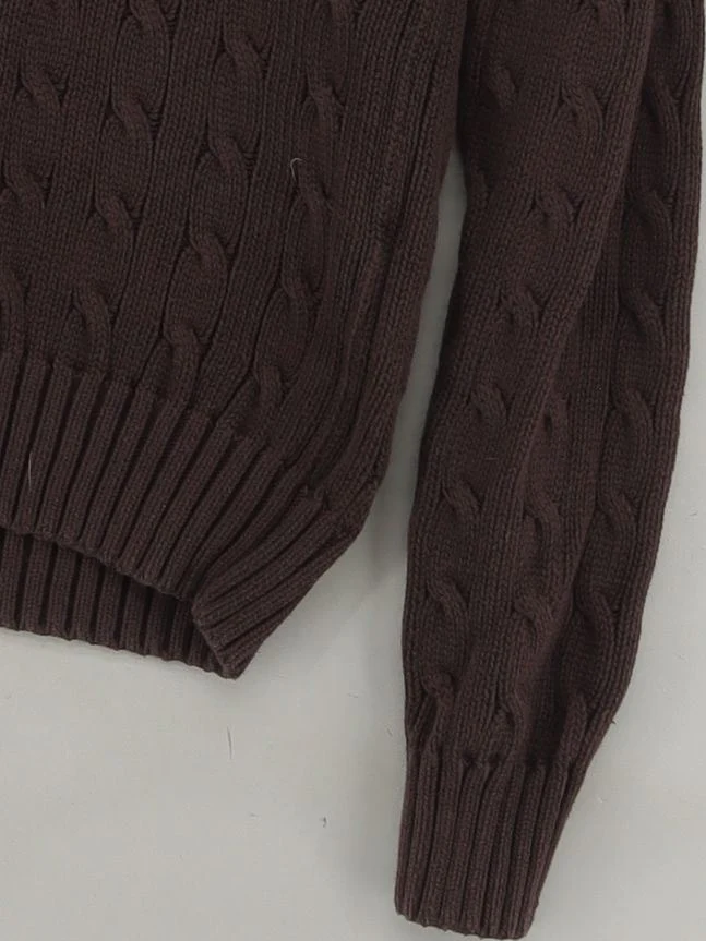 Ralph Lauren Men's Jumper L Brown 100% Cotton V-Neck Pullover - Image 4