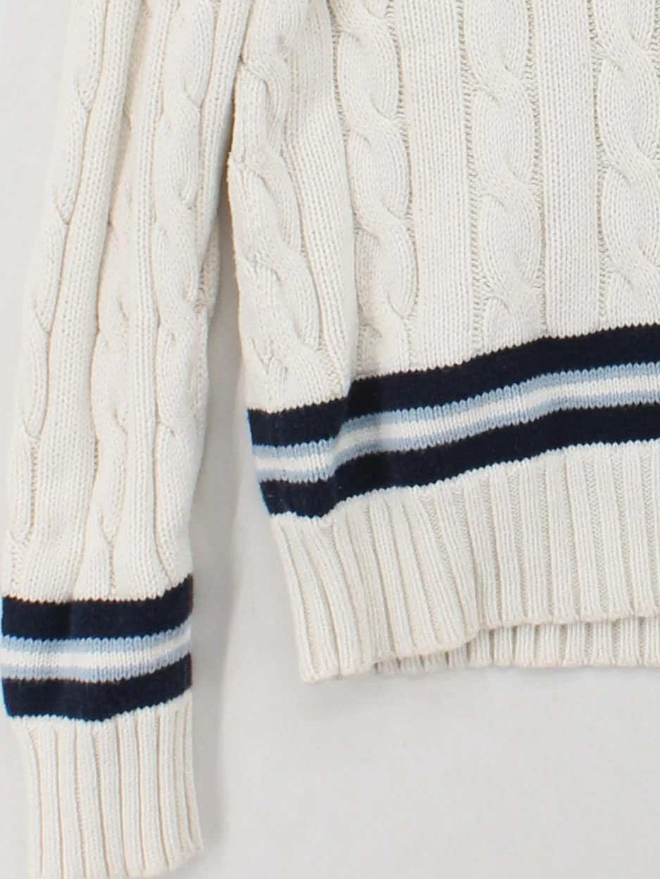 Ralph Lauren Men's Jumper L Cream 100% Cotton V-Neck Pullover - Image 4