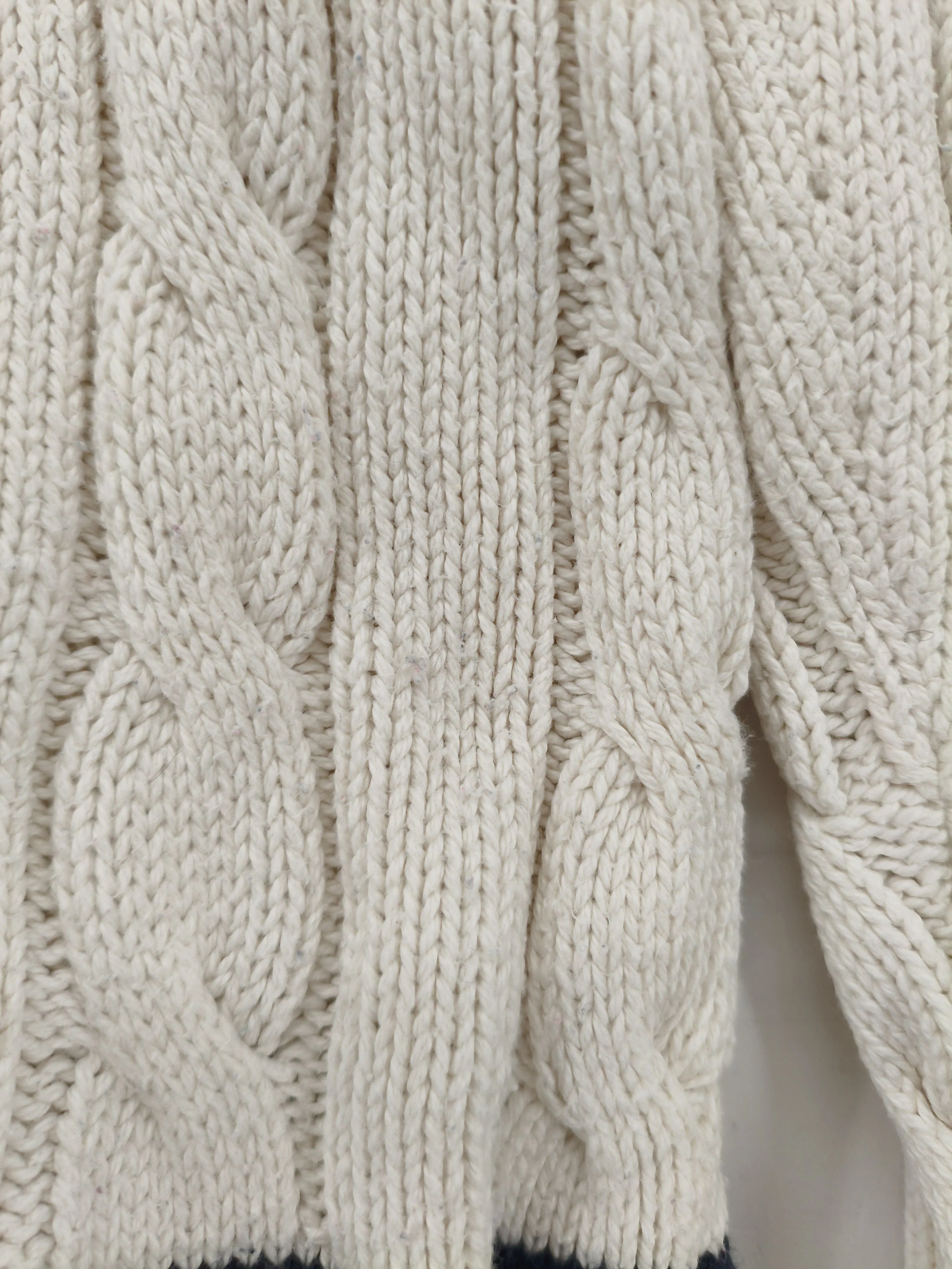 Ralph Lauren Men's Jumper L Cream 100% Cotton V-Neck Pullover - Image 5