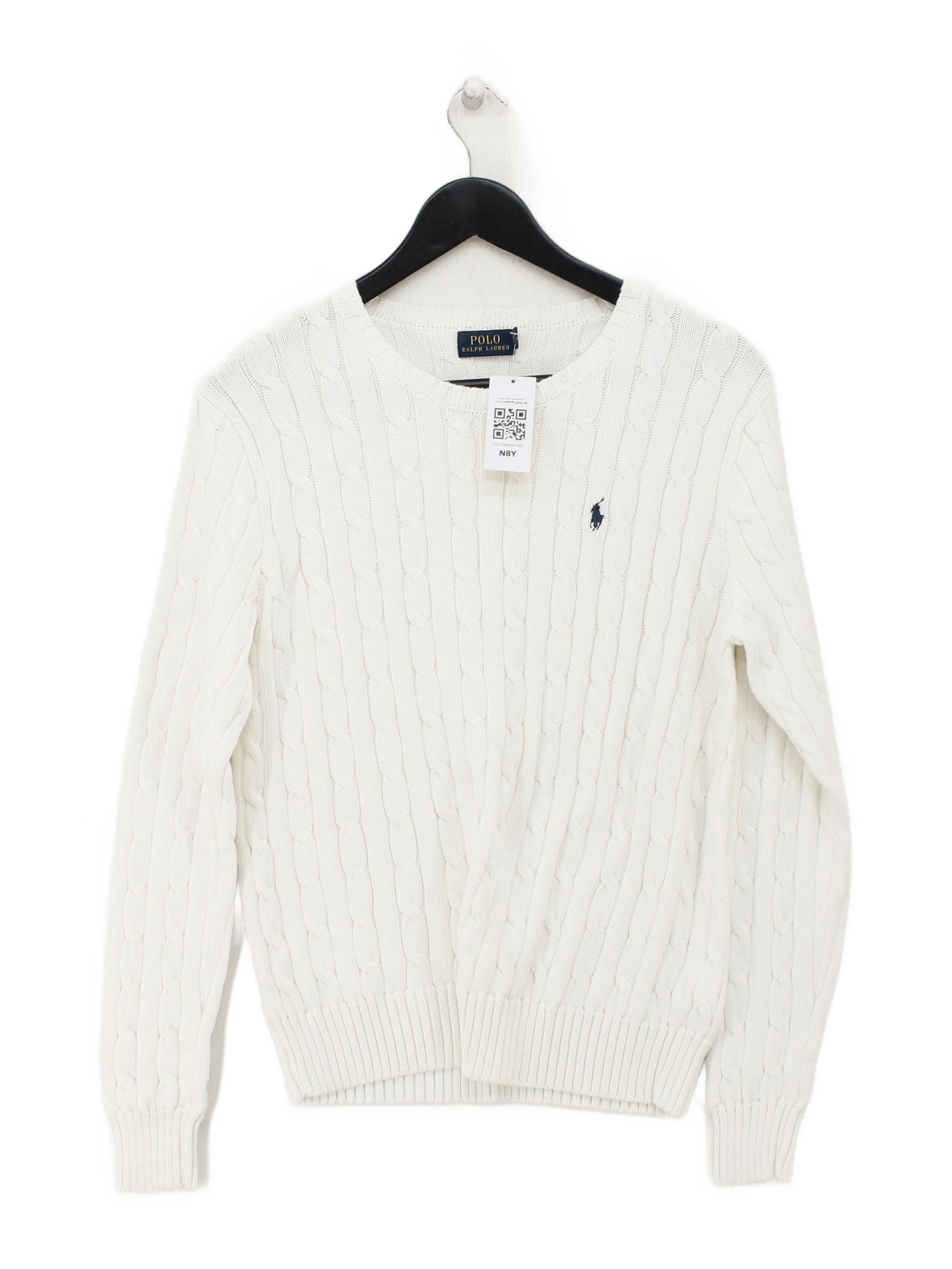 Ralph Lauren Men's Jumper L White 100% Cotton Round Neck Pullover