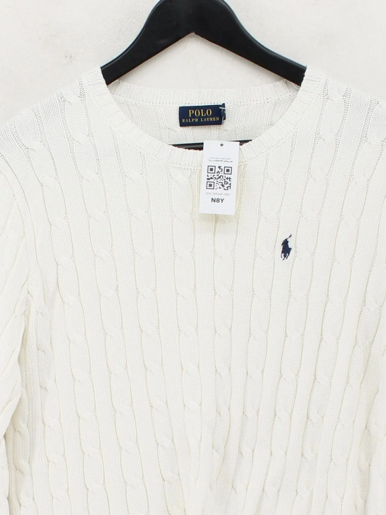 Ralph Lauren Men's Jumper L White 100% Cotton Round Neck Pullover - Image 3