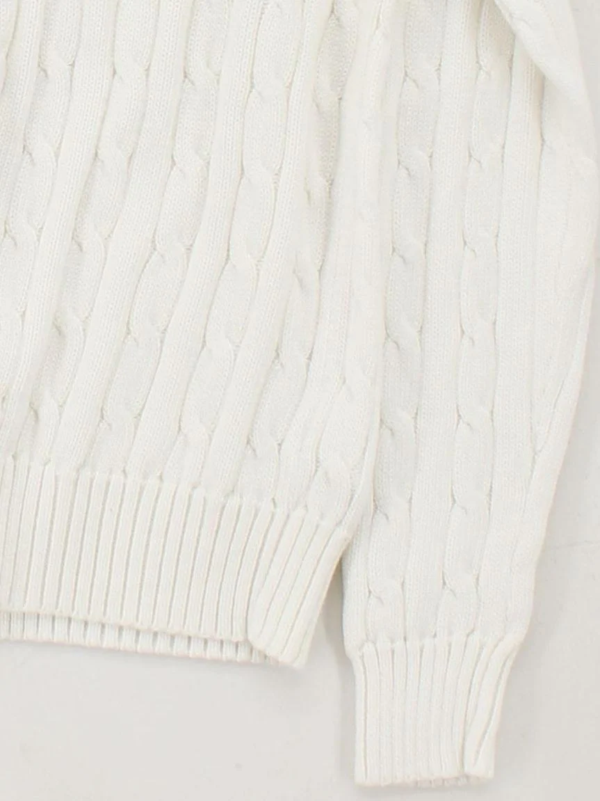 Ralph Lauren Men's Jumper L White 100% Cotton Round Neck Pullover - Image 4