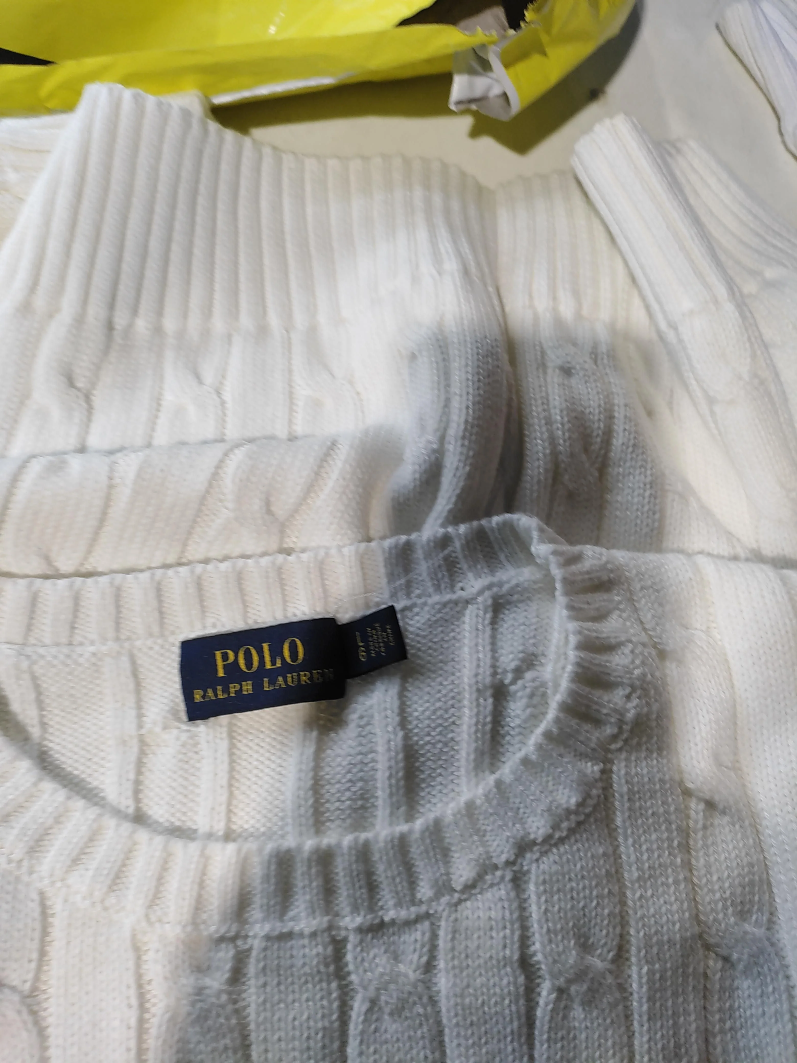 Ralph Lauren Men's Jumper L White 100% Cotton Round Neck Pullover - Image 5