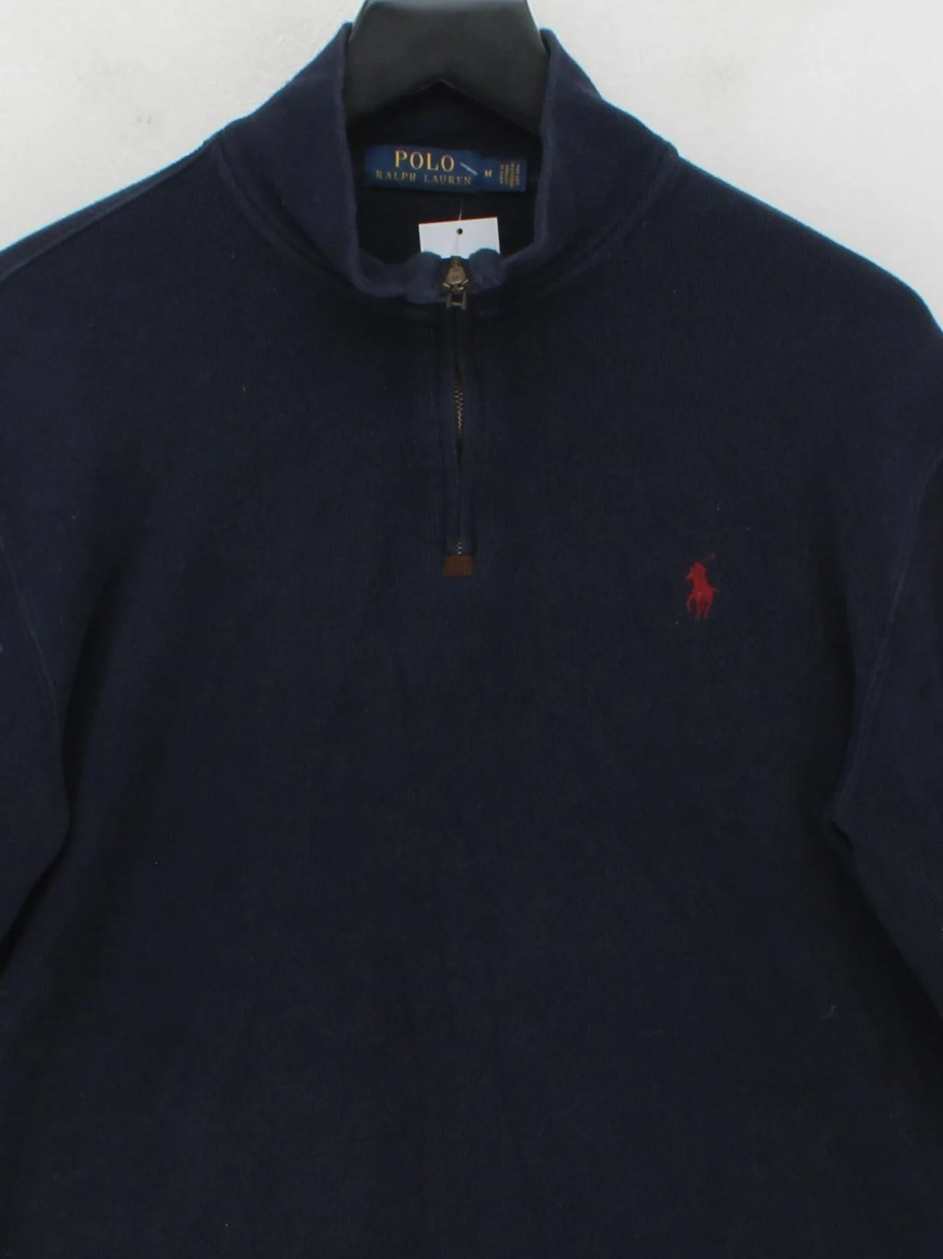 Ralph Lauren Men's Jumper M Blue 100% Cotton Mock Neck Pullover - Image 3