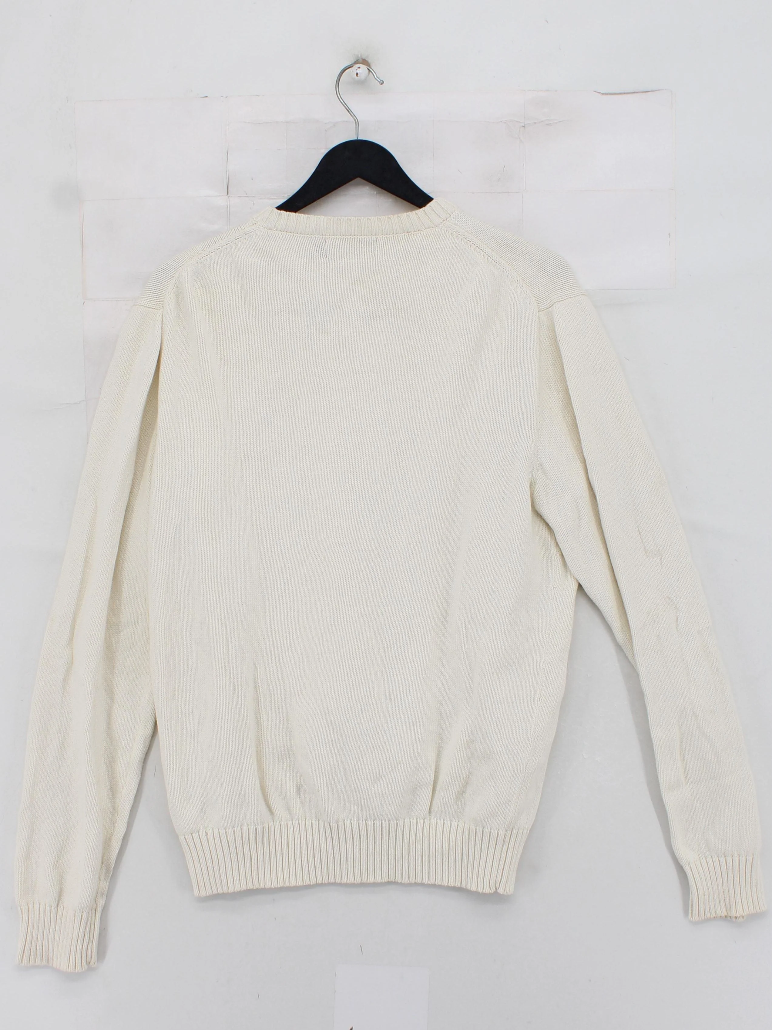 Ralph Lauren Men's Jumper M Cream 100% Cotton Crew Neck Pullover - Image 2