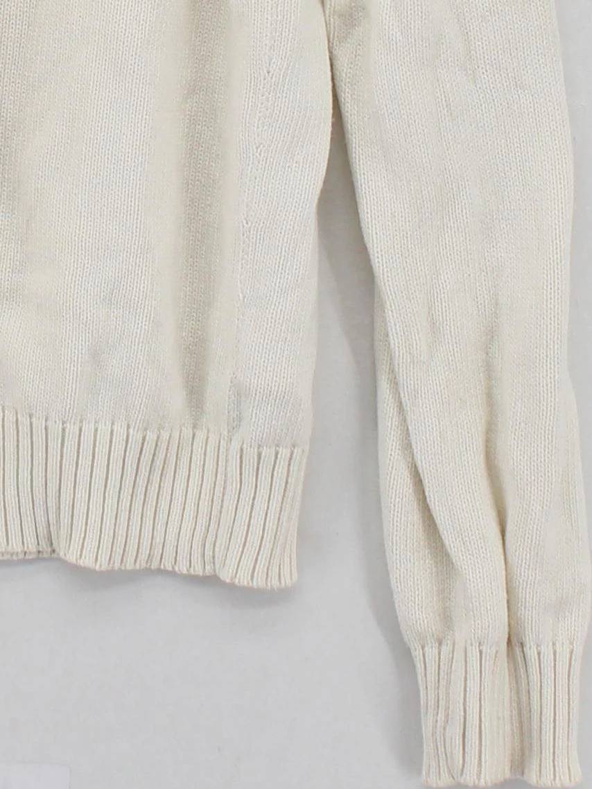 Ralph Lauren Men's Jumper M Cream 100% Cotton Crew Neck Pullover - Image 4