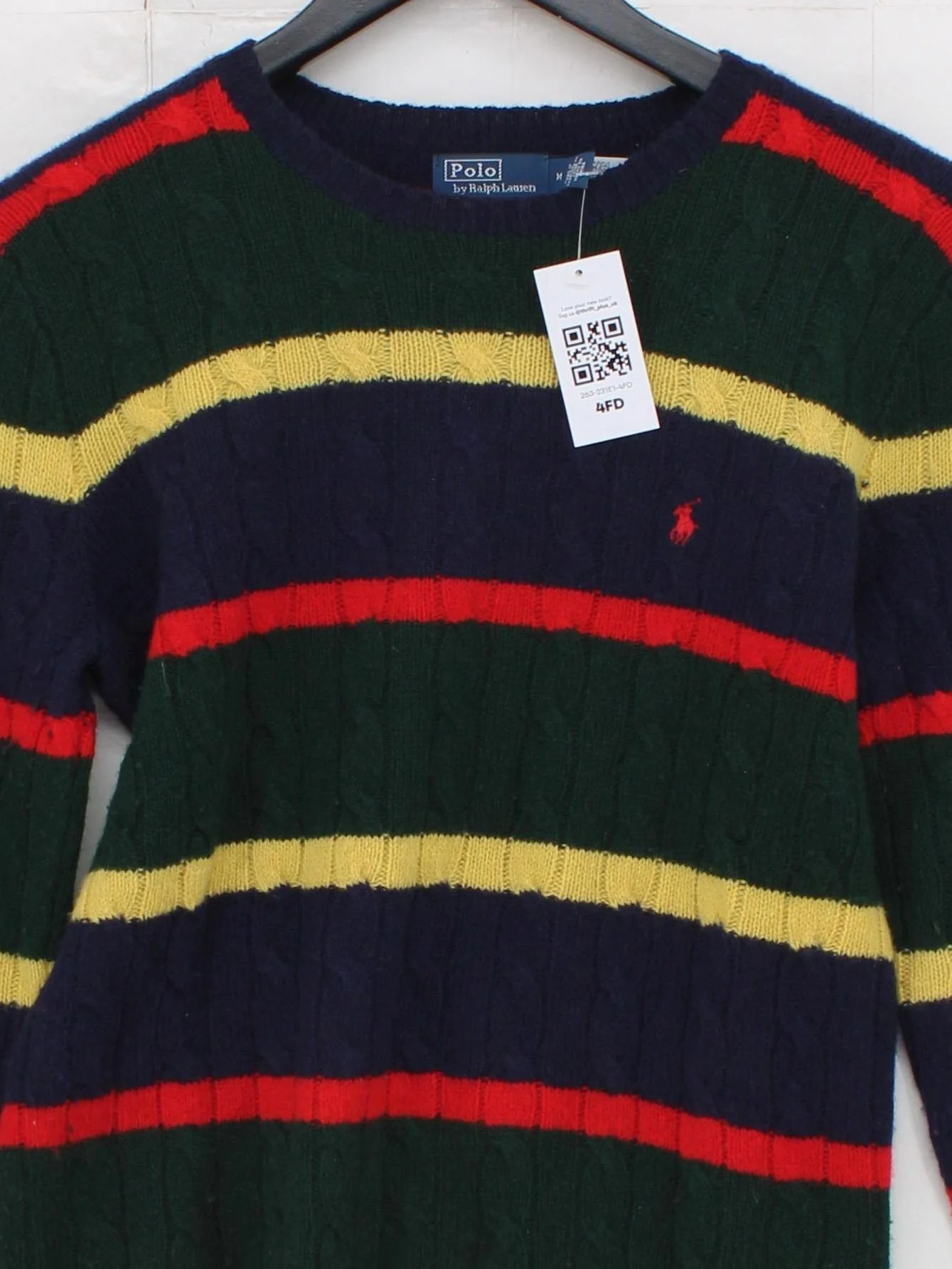 Ralph Lauren Men's Jumper M Multi Striped Wool with Cashmere Round Neck Pullover - Image 3