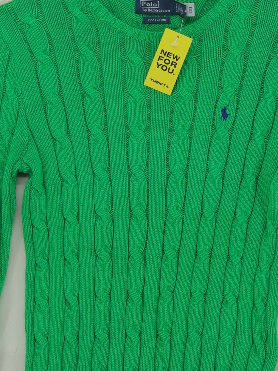 Ralph Lauren Men's Jumper S Green 100% Cotton Crew Neck Pullover - Image 3